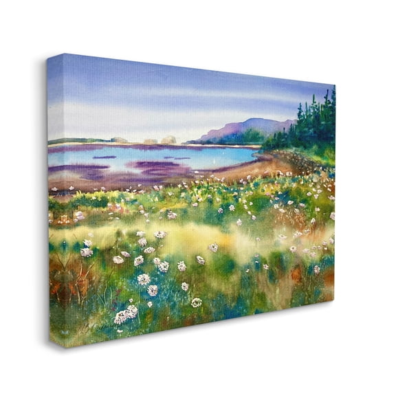 Stupell Industries Soothing Pond View Flower Field Distant Mountains, 30 x 24, Design by MB Cunningham