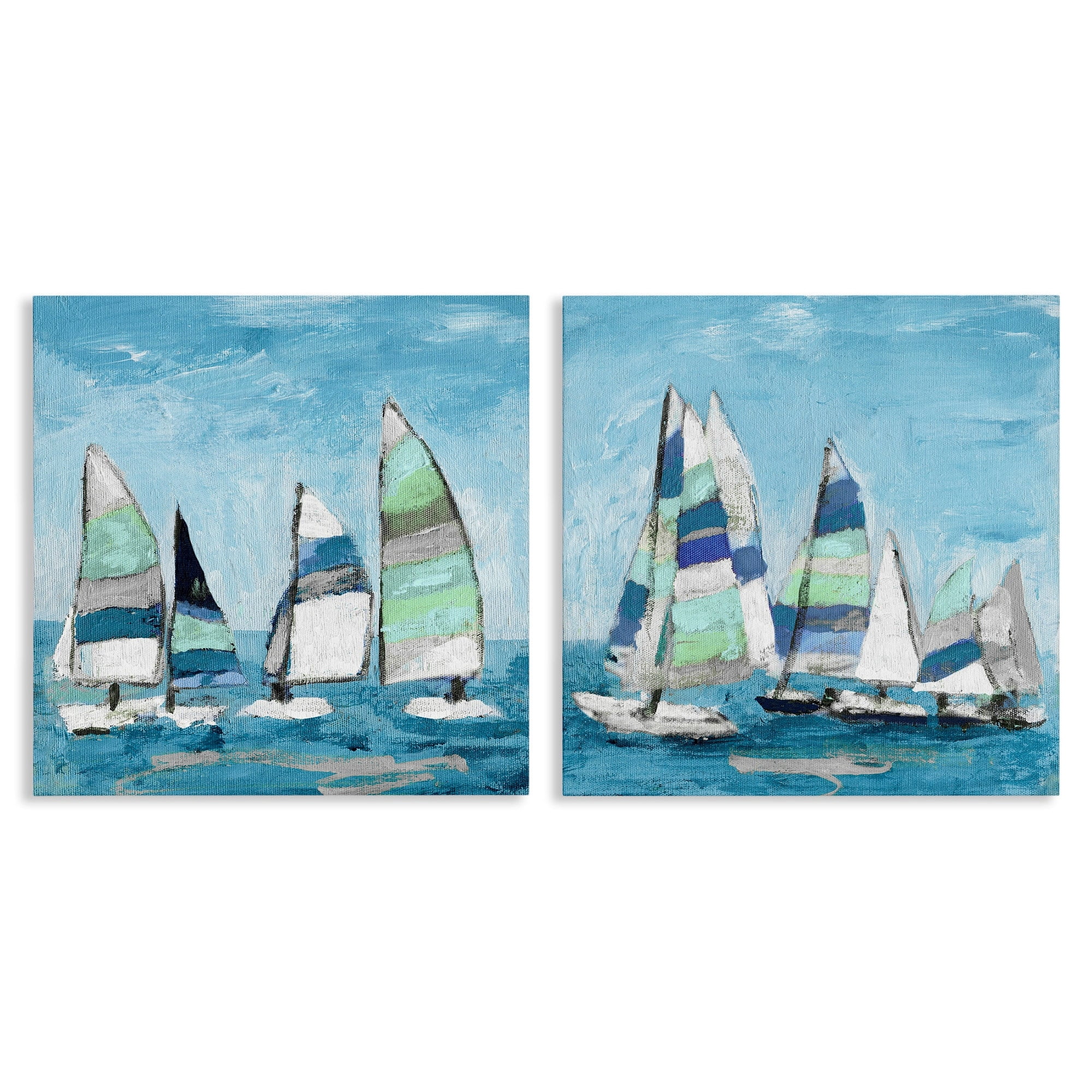 Stupell Industries Soothing Sailboats Drifting Nautical Ocean Marina Vessel Painting Gallery Wrapped Canvas Print Wall Art, Set of 2, Design by Katrina Craven