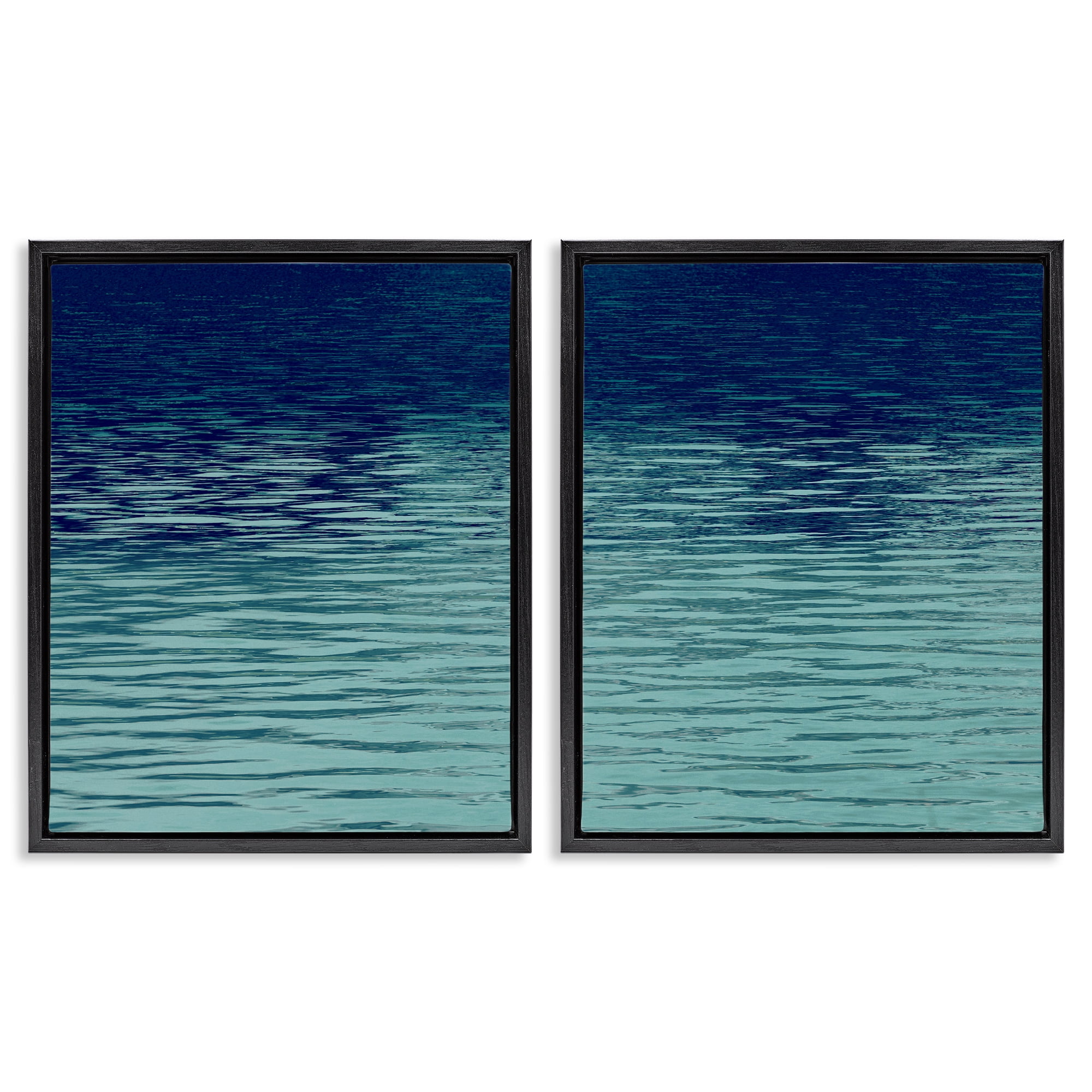 Stupell Industries Soothing Water Ripples Plants & Flowers Painting Black Floater Framed Canvas Art Print Wall Art, 17 x 21, Set of 2