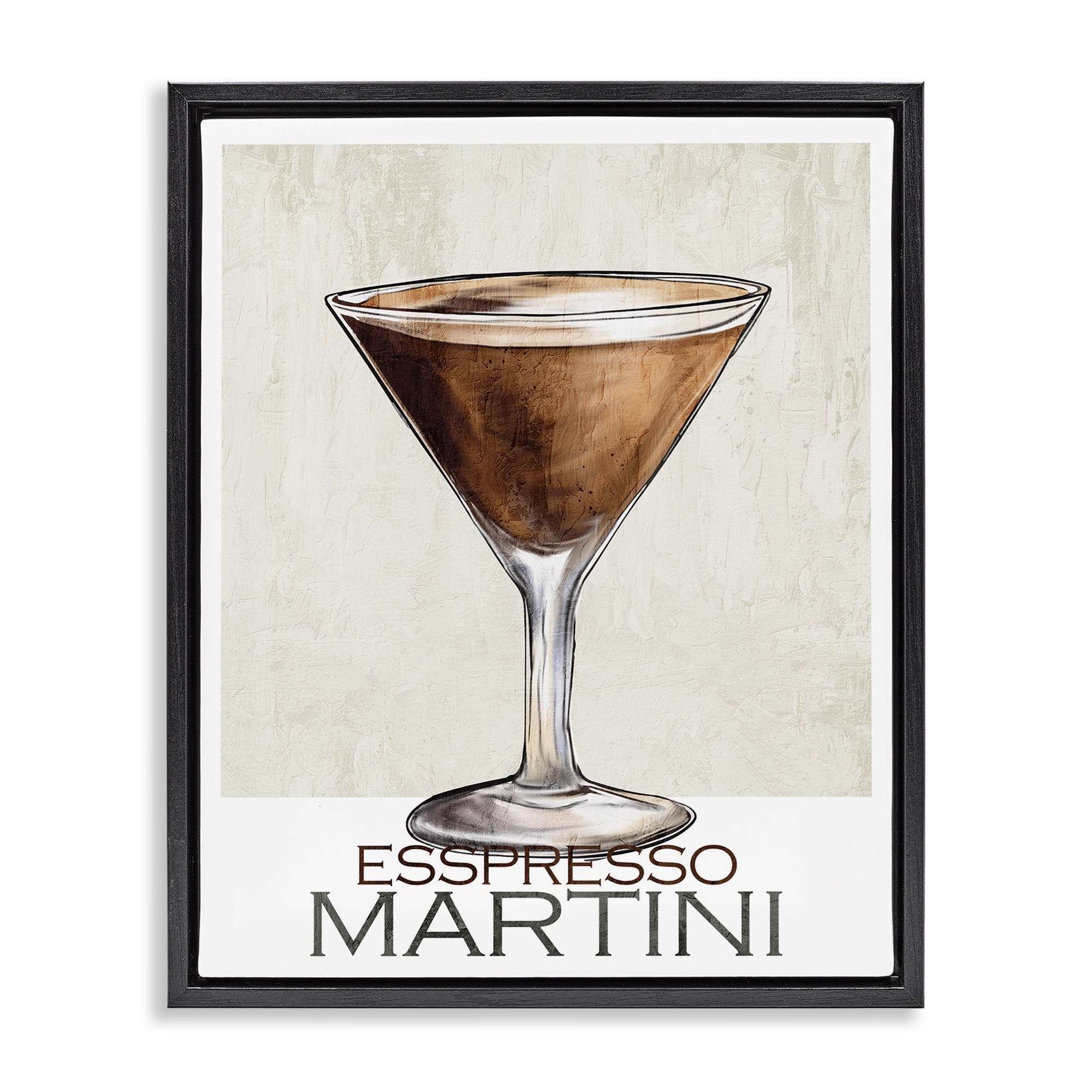 Stupell Industries Sophisticated Espresso Martini Black Framed Floater Canvas Wall Art, design by Kim Allen