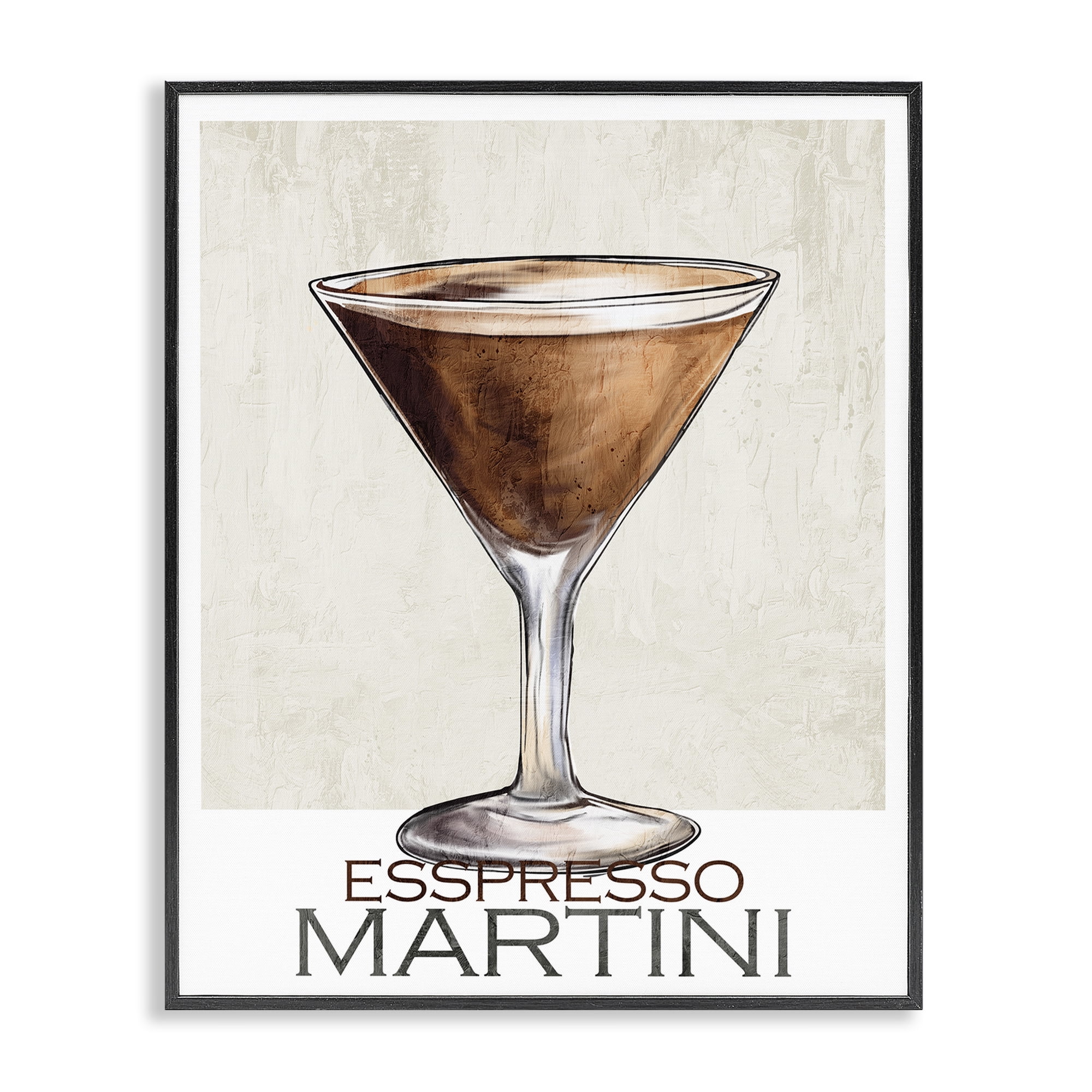 Stupell Industries Sophisticated Espresso Martini Black Framed Giclee Art, design by Kim Allen