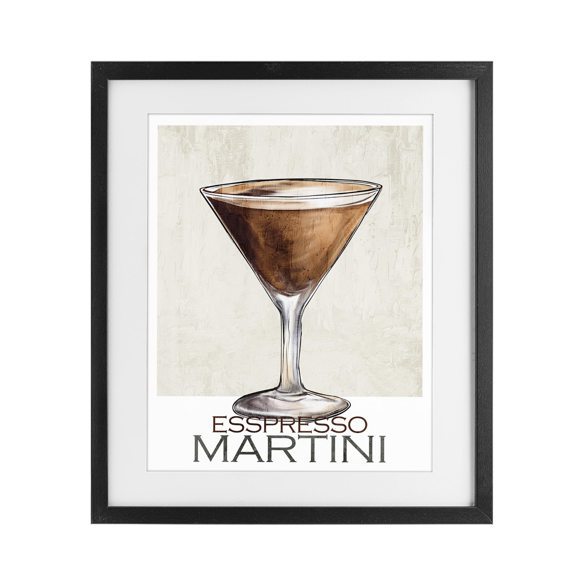 Stupell Industries Sophisticated Espresso Martini Black Framed Print Under Glass, design by Kim Allen