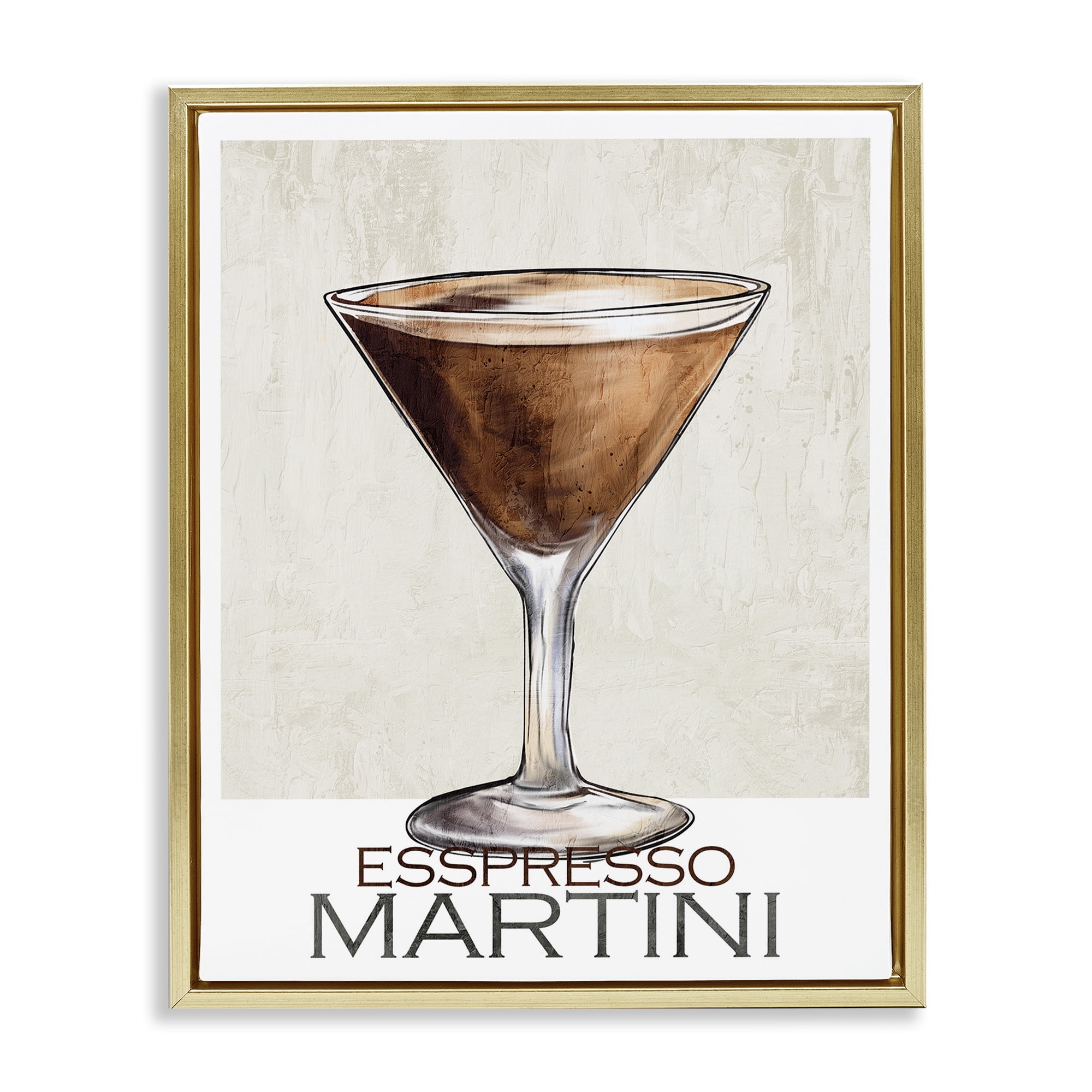 Stupell Industries Sophisticated Espresso Martini Gold Framed Floater Canvas Wall Art, design by Kim Allen