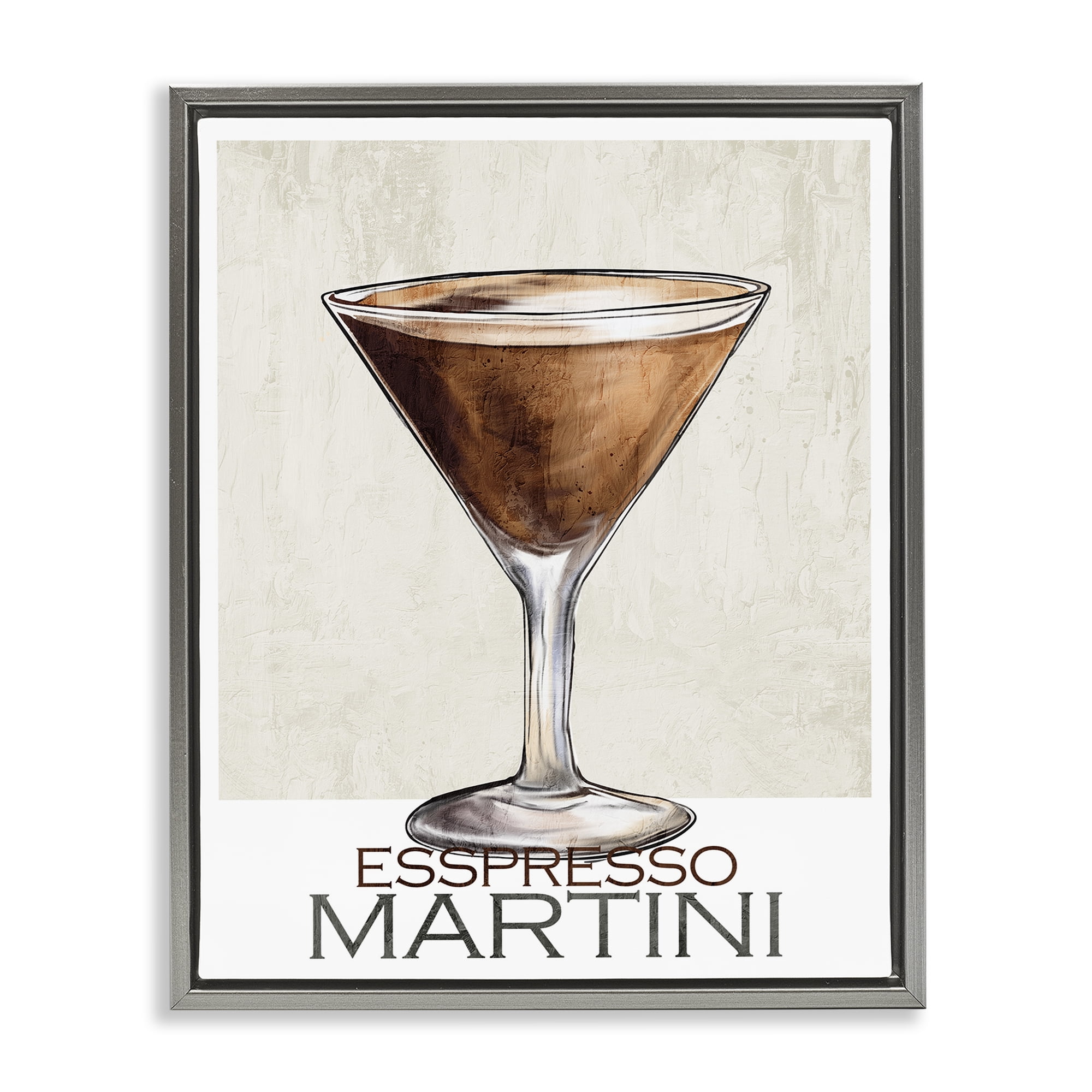 Stupell Industries Sophisticated Espresso Martini Gray Framed Floater Canvas Wall Art, design by Kim Allen