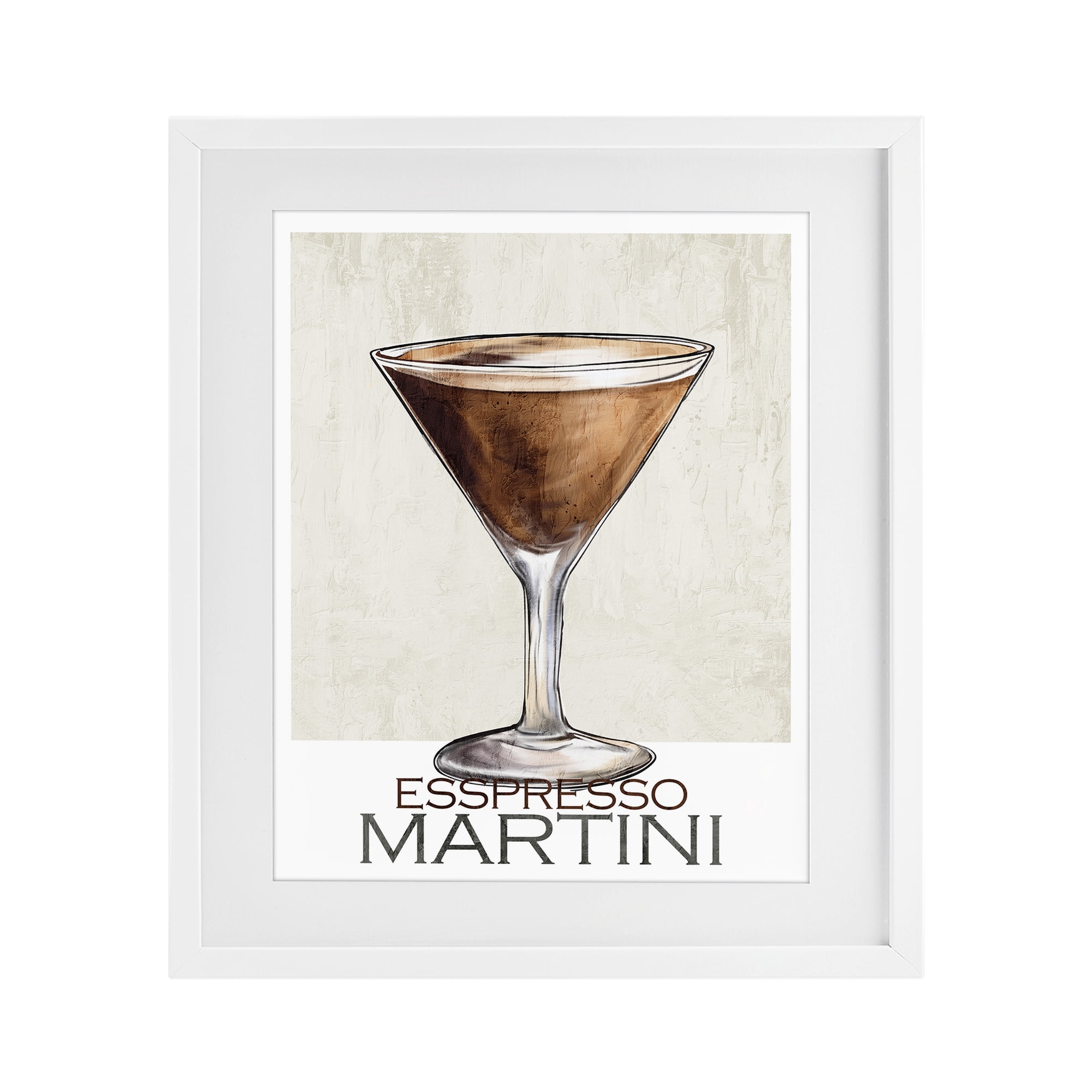 Stupell Industries Sophisticated Espresso Martini White Framed Print Under Glass, design by Kim Allen
