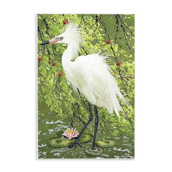 Stupell Industries Sophisticated Heron in Pond Shore Animals Painting Unframed Art Print Wall Art, 10 x 15