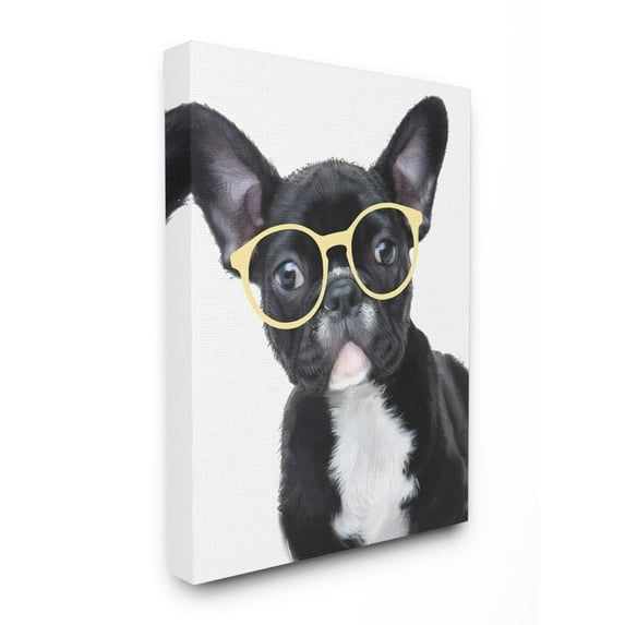 Stupell Industries Sophisticated Puppy Dog French Bulldog Glasses Canvas Wall Art Design by Ziwei Li, 30" x 40"