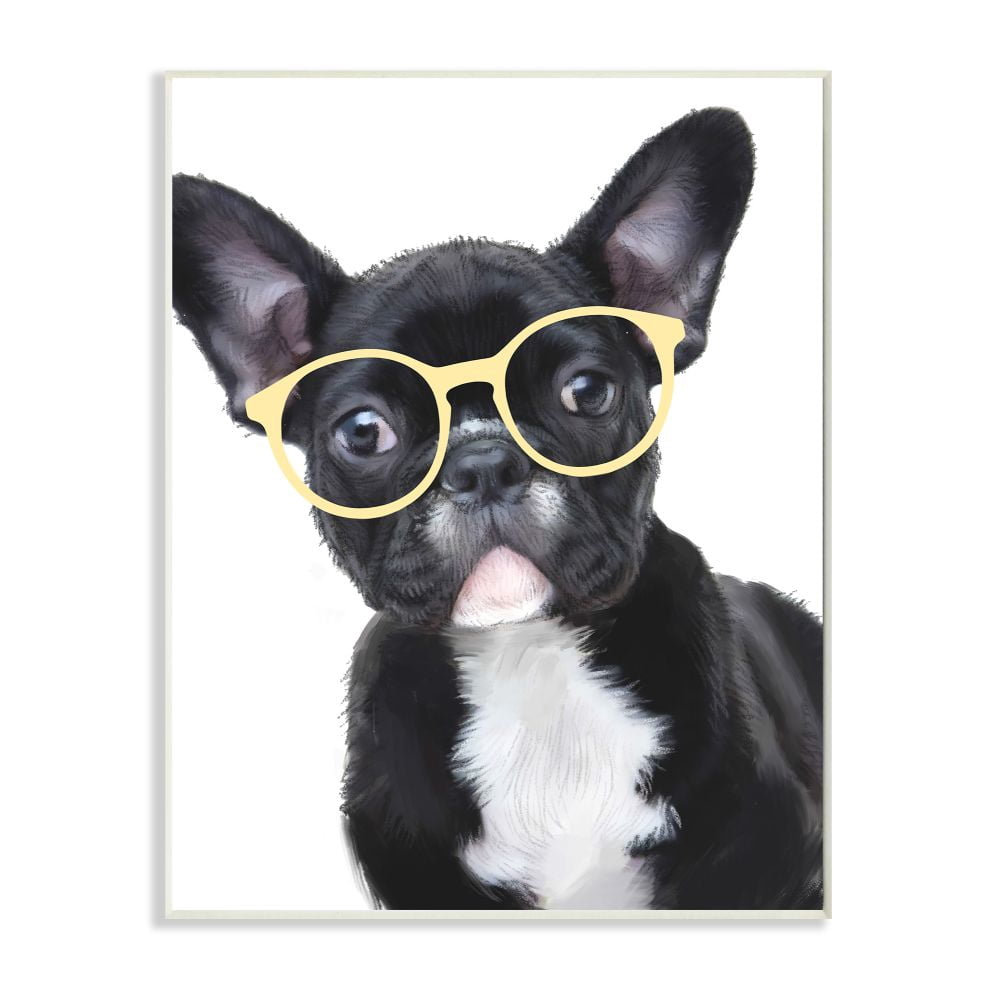 Stupell Industries Sophisticated Puppy Dog French Bulldog Glasses Graphic Art Unframed Art Print Wall Art, 10x15, by Ziwei Li