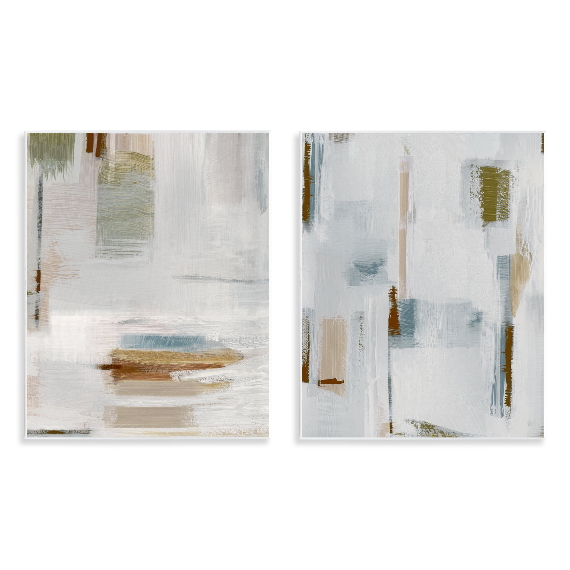 Stupell Industries Sophisticated Soft Abstraction Abstract Painting Unframed Art Print Wall Art, 11 x 14, Set of 2