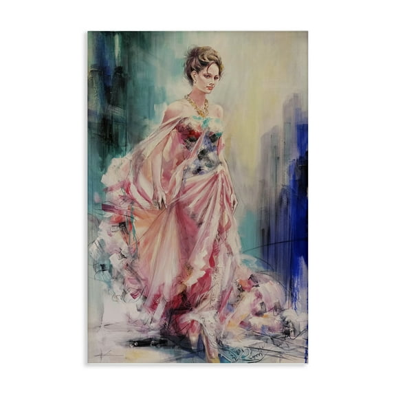 Stupell Industries Sophisticated Woman in Dress People Painting Wrapped Canvas Canvas Art Print Wall Art, 16 x 24