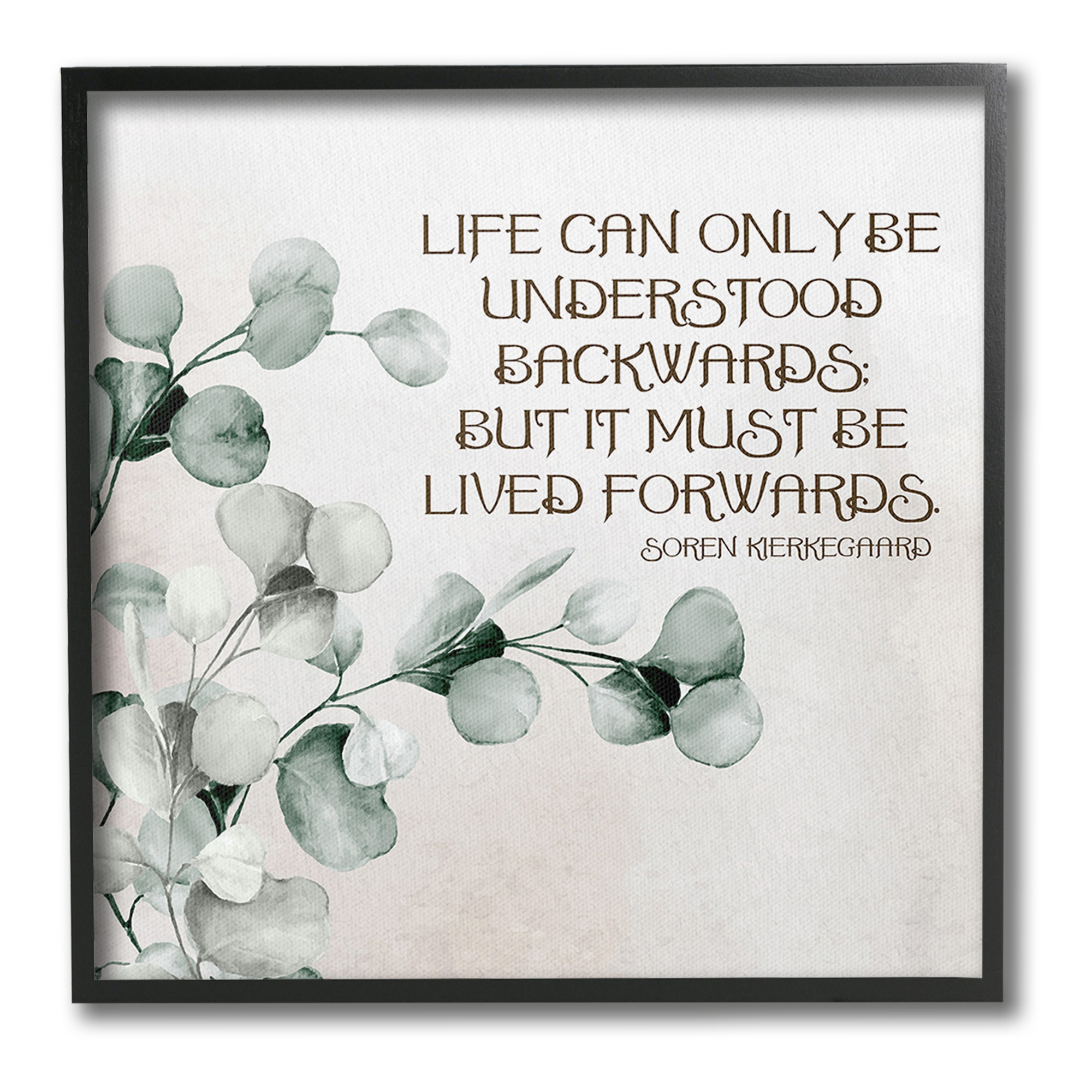 Stupell Industries Soren Kierkegaard Quote Inspirational Painting Black Framed Art Print Wall Art, 12 x 12