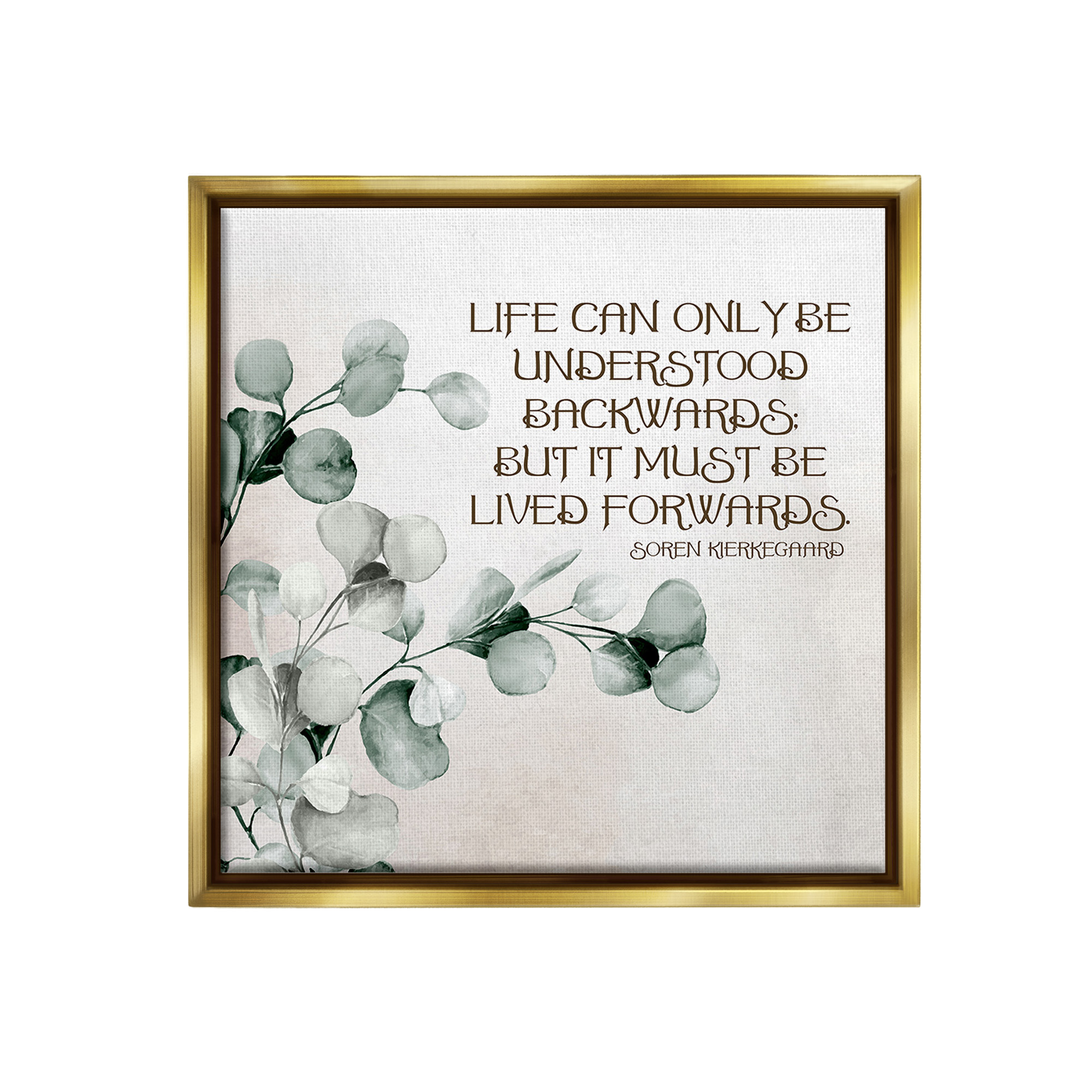 Stupell Industries Soren Kierkegaard Quote Inspirational Painting Gold Floater Framed Canvas Art Print Wall Art, 25 x 25