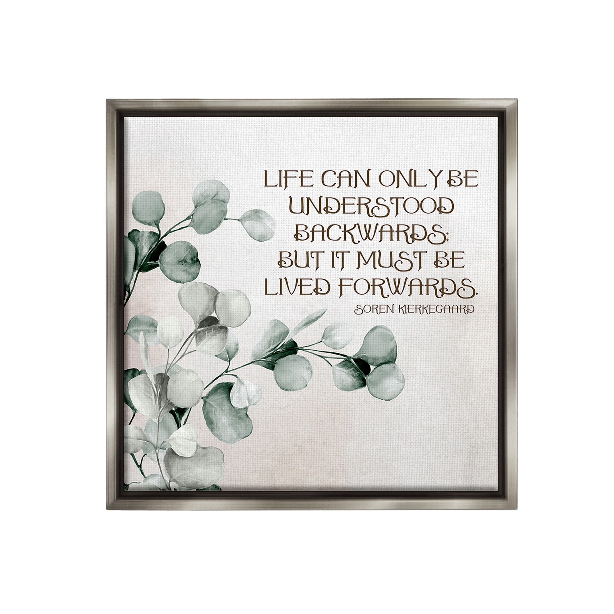 Stupell Industries Soren Kierkegaard Quote Inspirational Painting Gray Floater Framed Canvas Art Print Wall Art, 25 x 25