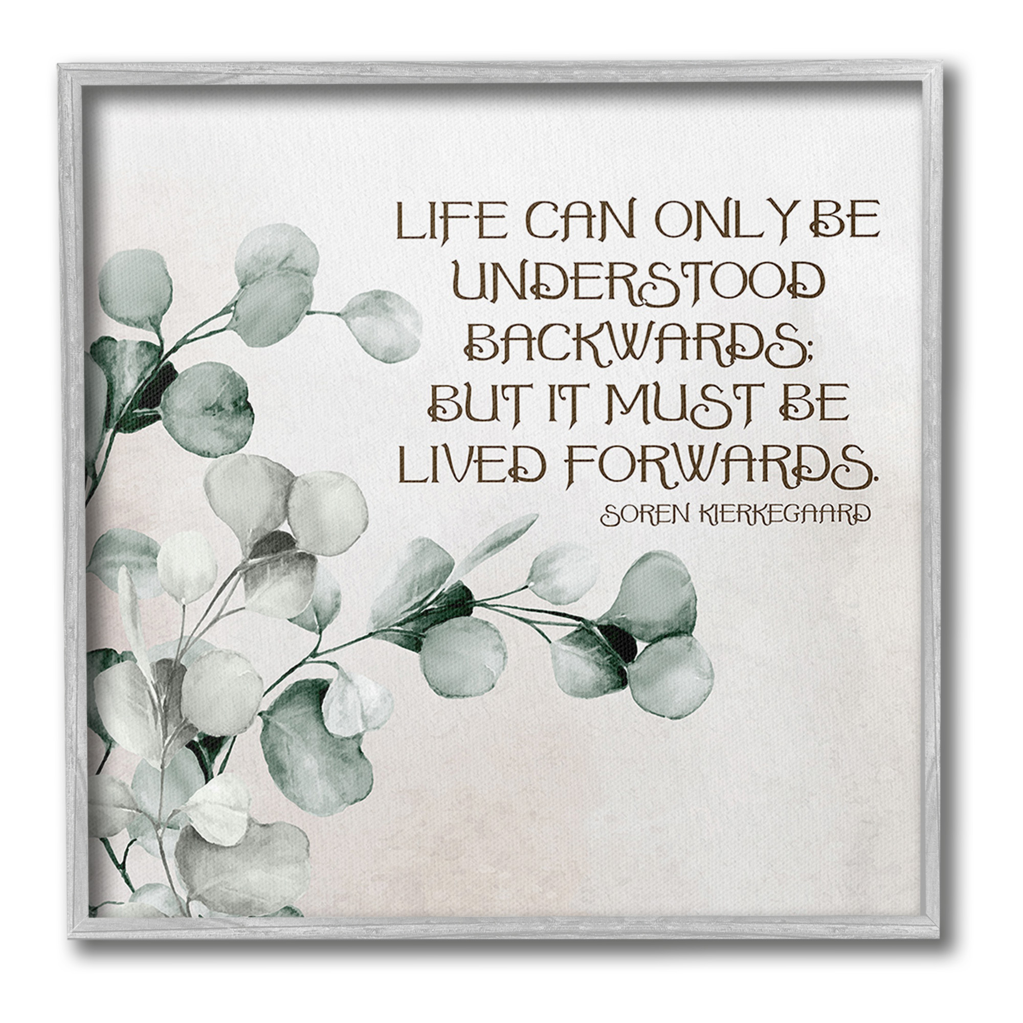 Stupell Industries Soren Kierkegaard Quote Inspirational Painting Gray Framed Art Print Wall Art, 12 x 12