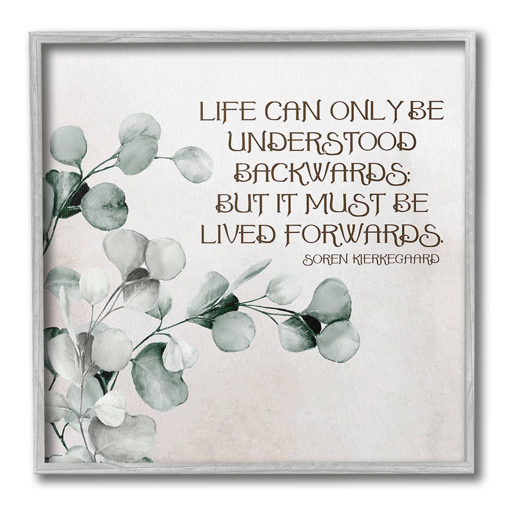 Stupell Industries Soren Kierkegaard Quote Inspirational Painting Gray Framed Art Print Wall Art, 24 x 24