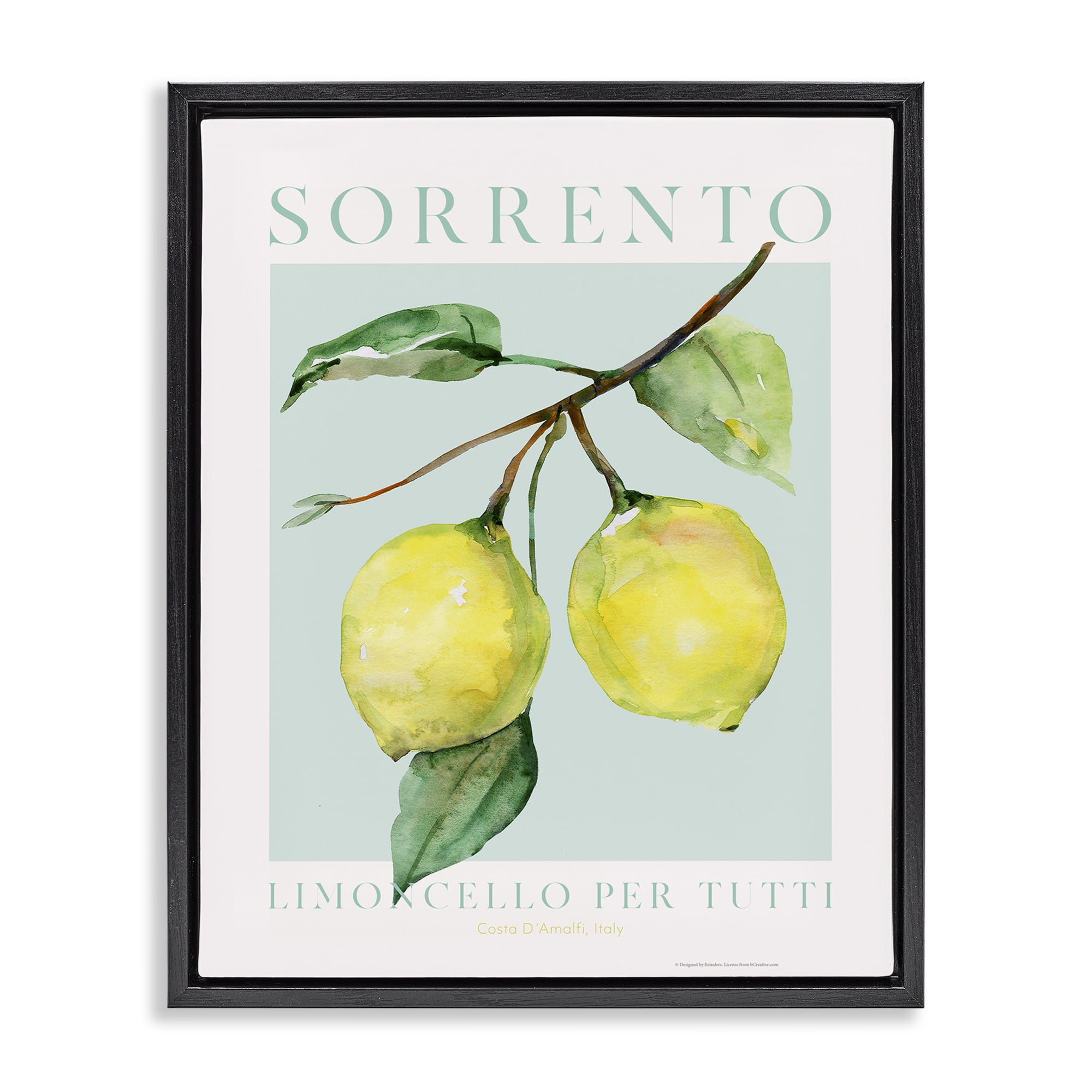 Stupell Industries Sorrento Lemon Branch Food & Beverage Painting Black Floater Framed Canvas Art Print Wall Art, 25 x 31