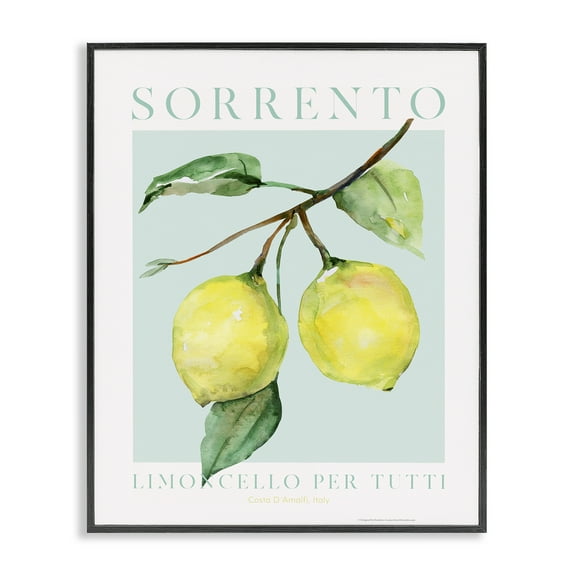 Stupell Industries Sorrento Lemon Branch Food & Beverage Painting Black Framed Art Print Wall Art, 11 x 14