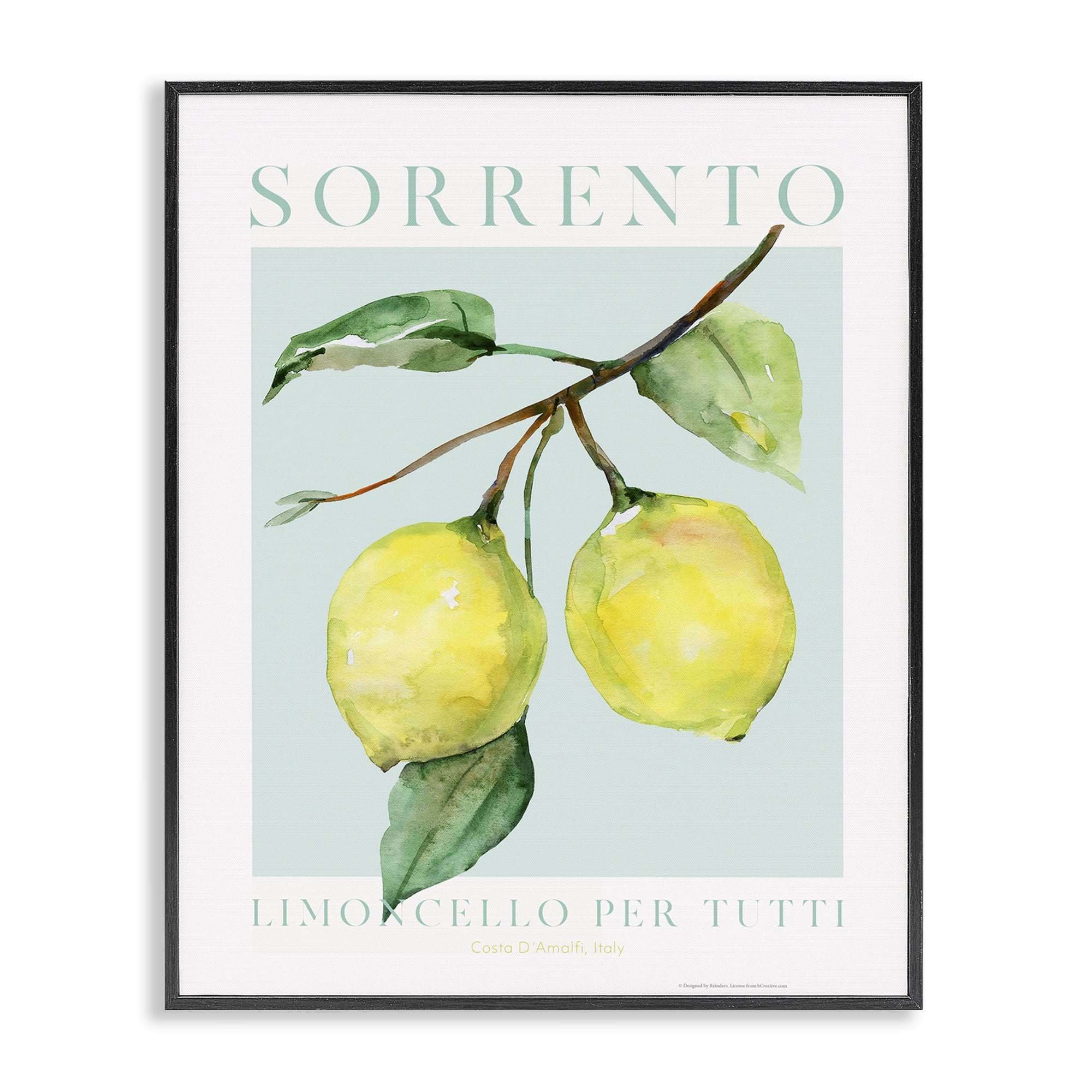 Stupell Industries Sorrento Lemon Branch Food & Beverage Painting Black Framed Art Print Wall Art, 16 x 20