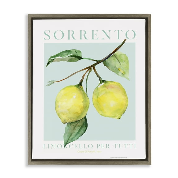 Stupell Industries Sorrento Lemon Branch Food & Beverage Painting Brown Floater Framed Canvas Art Print Wall Art, 17 x 21