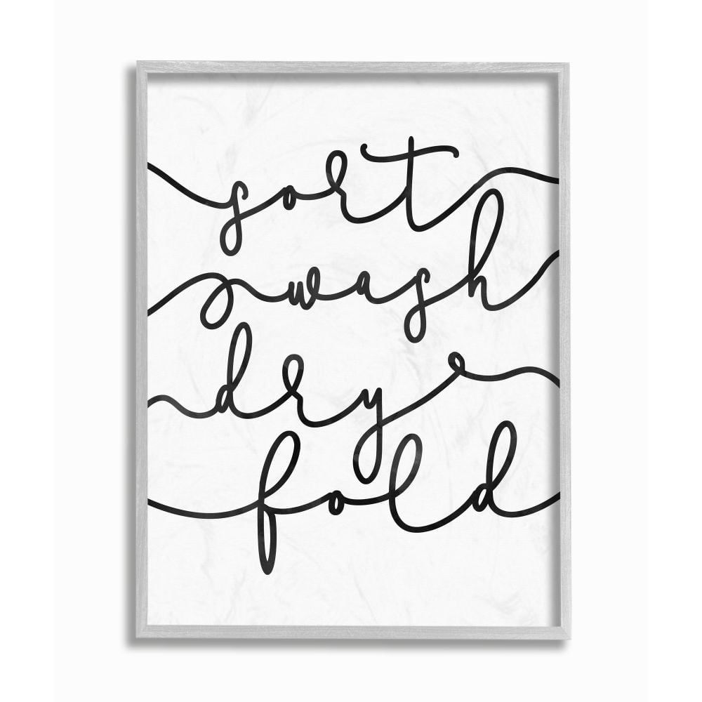 Gray Framed Sort Wash Dry Fold Laundry Wall Art