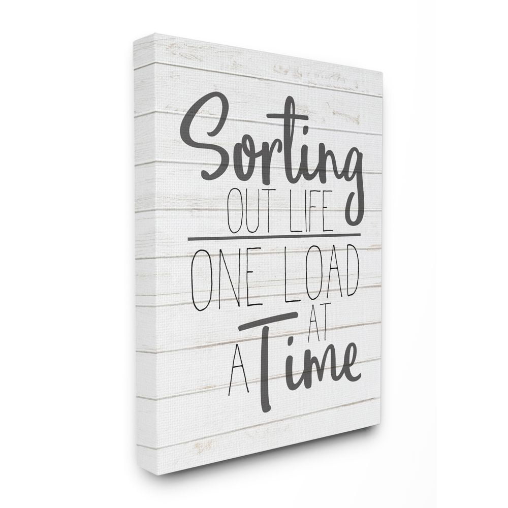 Stupell Industries Sorting Out Life Bathroom Laundry Black And White Design Canvas Wall Art by Kimberly Allen