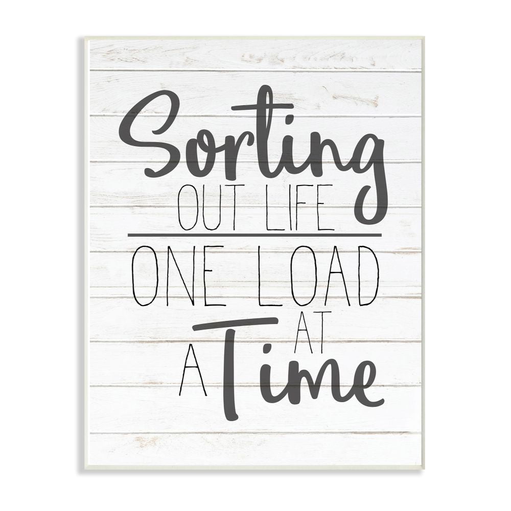 Stupell Industries Sorting Out Life Bathroom Laundry Black And White Design Wall Plaque Art by Kimberly Allen