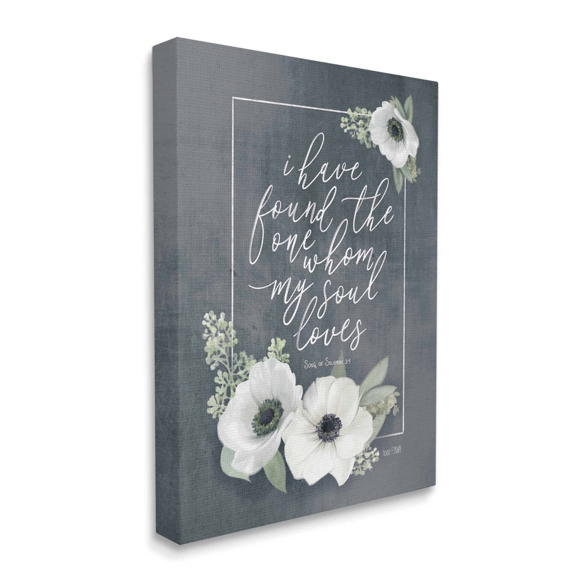 Stupell Industries Whom My Soul Loves 3:4 Rustic White Poppy Florals Rustic Painting Gallery-Wrapped Canvas Print Wall Art, 16 x 20, Design by House Fenway