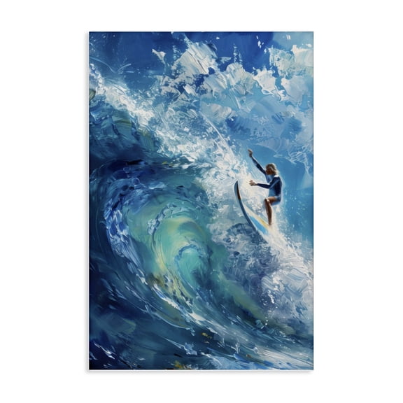 Stupell Industries Soul Surfer on Tidal Wave Sports & Sports Teams Painting Wrapped Canvas Canvas Art Print Wall Art, 16 x 24