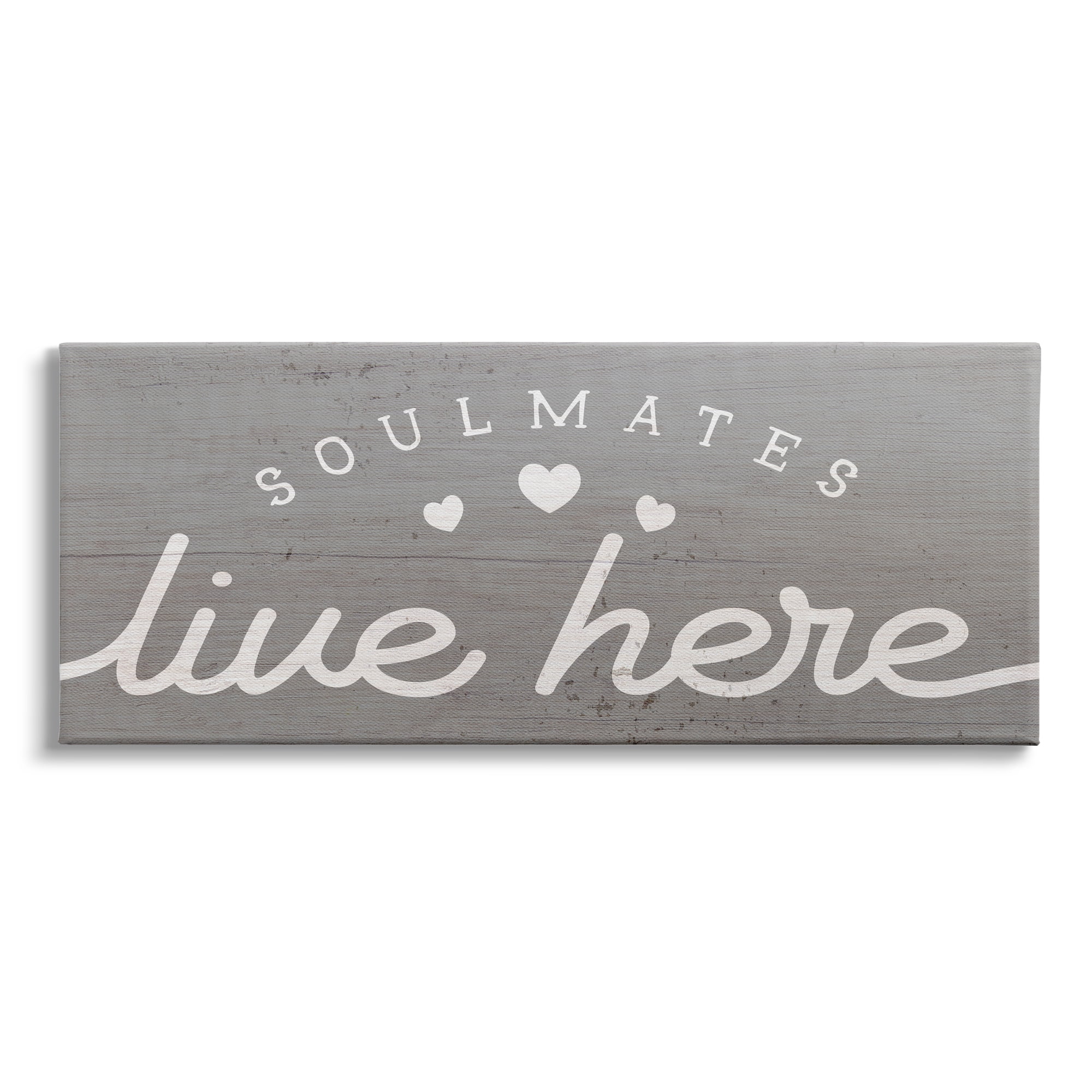 Stupell Industries Soulmates Live Here Phrase Romantic Inspiration Heart Trio, 24 x 10, Design by Daphne Polselli