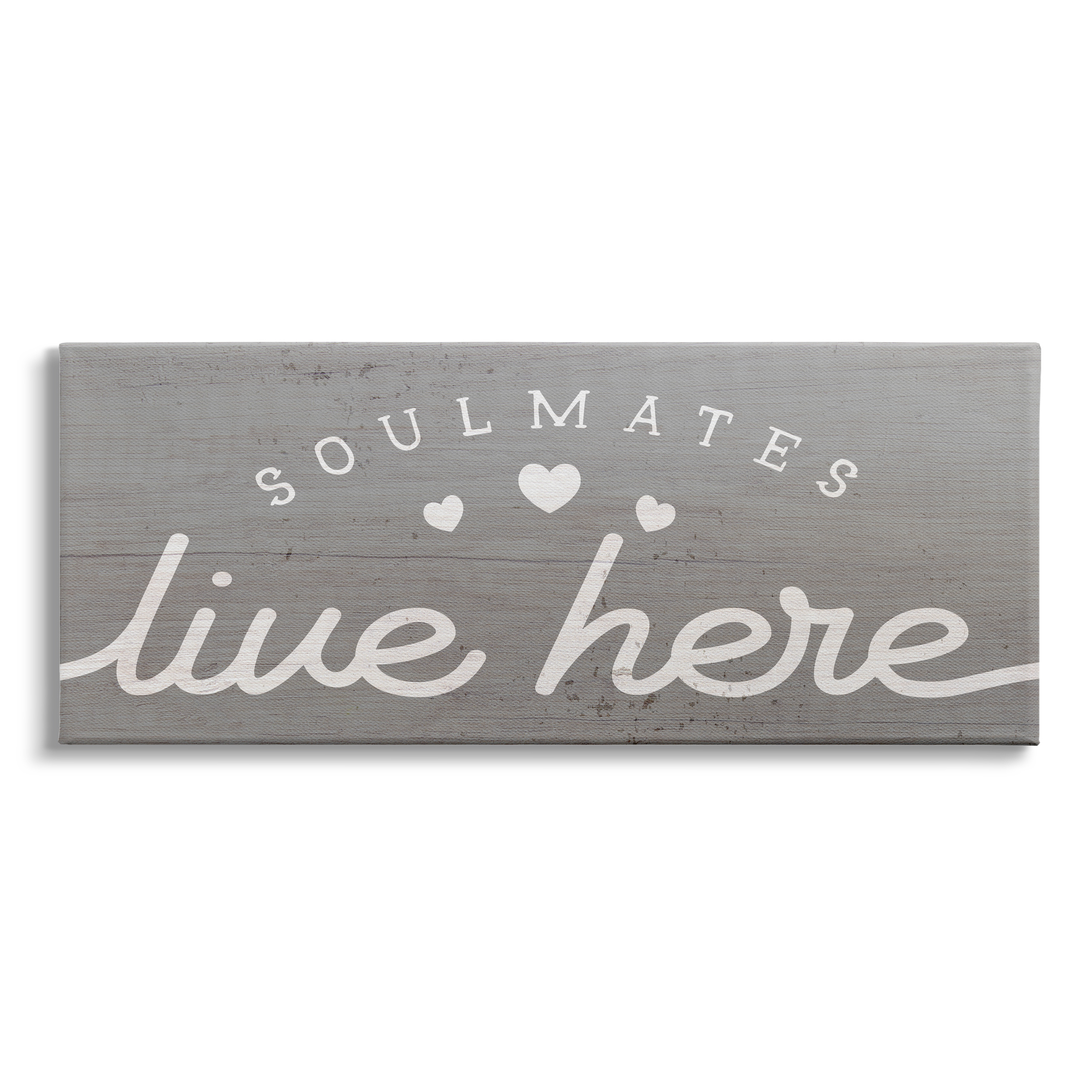 Stupell Industries Soulmates Live Here Phrase Romantic Inspiration Heart Trio, 30 x 13, Design by Daphne Polselli
