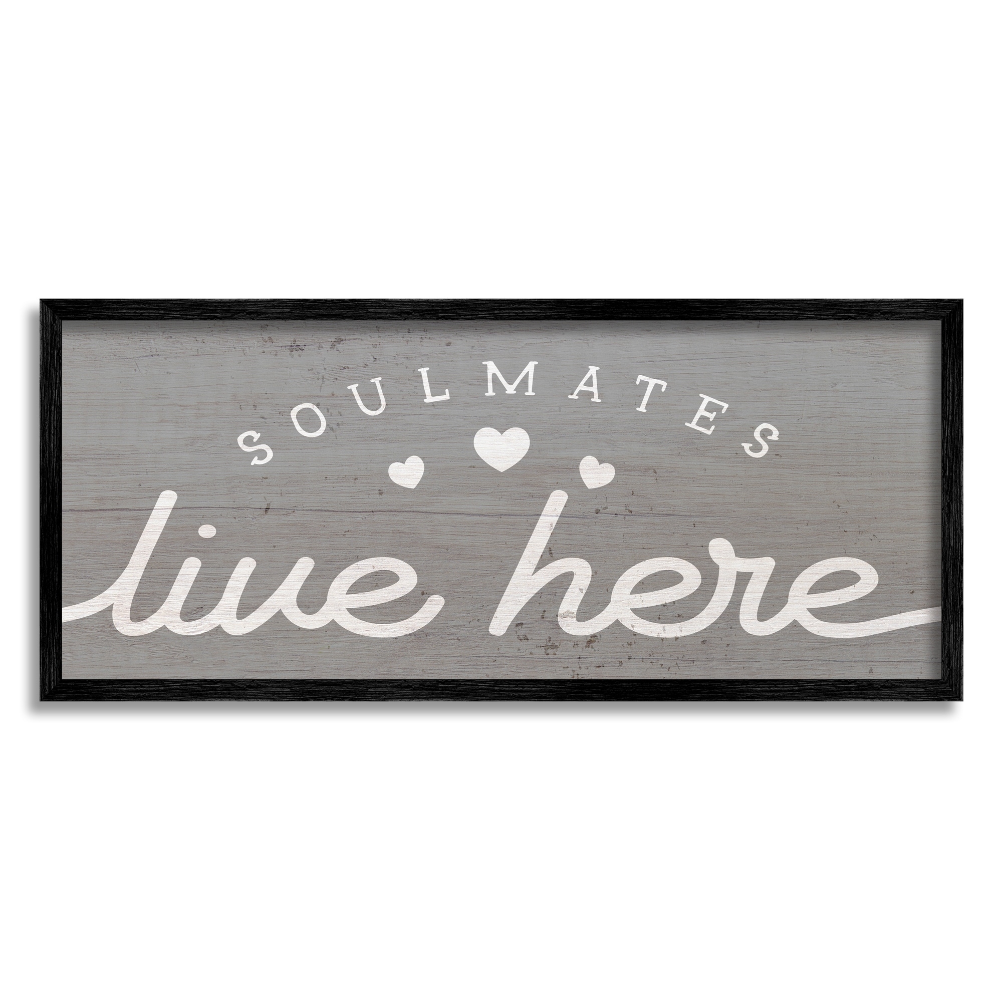 Stupell Industries Soulmates Live Here Phrase Romantic Inspiration Heart Trio, 30 x 13, Design by Daphne Polselli