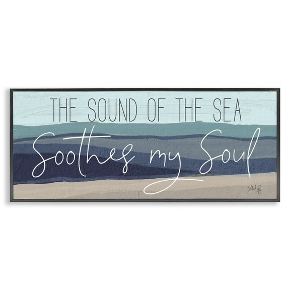 Stupell Industries Sound Of The Sea Coastal Painting Black Framed Art Print Wall Art, 24 x 10