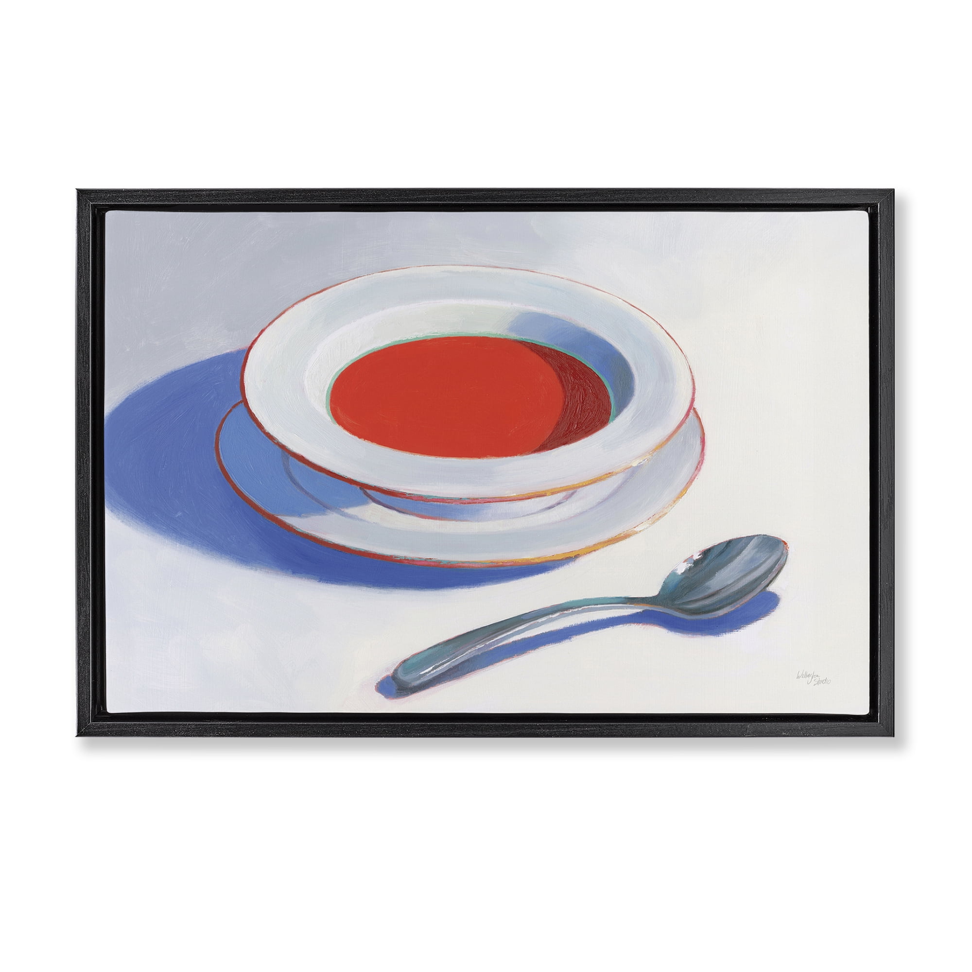 Stupell Industries Soup Du Jour Meal Food & Beverage Painting Black Floater Framed Canvas Art Print Wall Art, 25 x 17