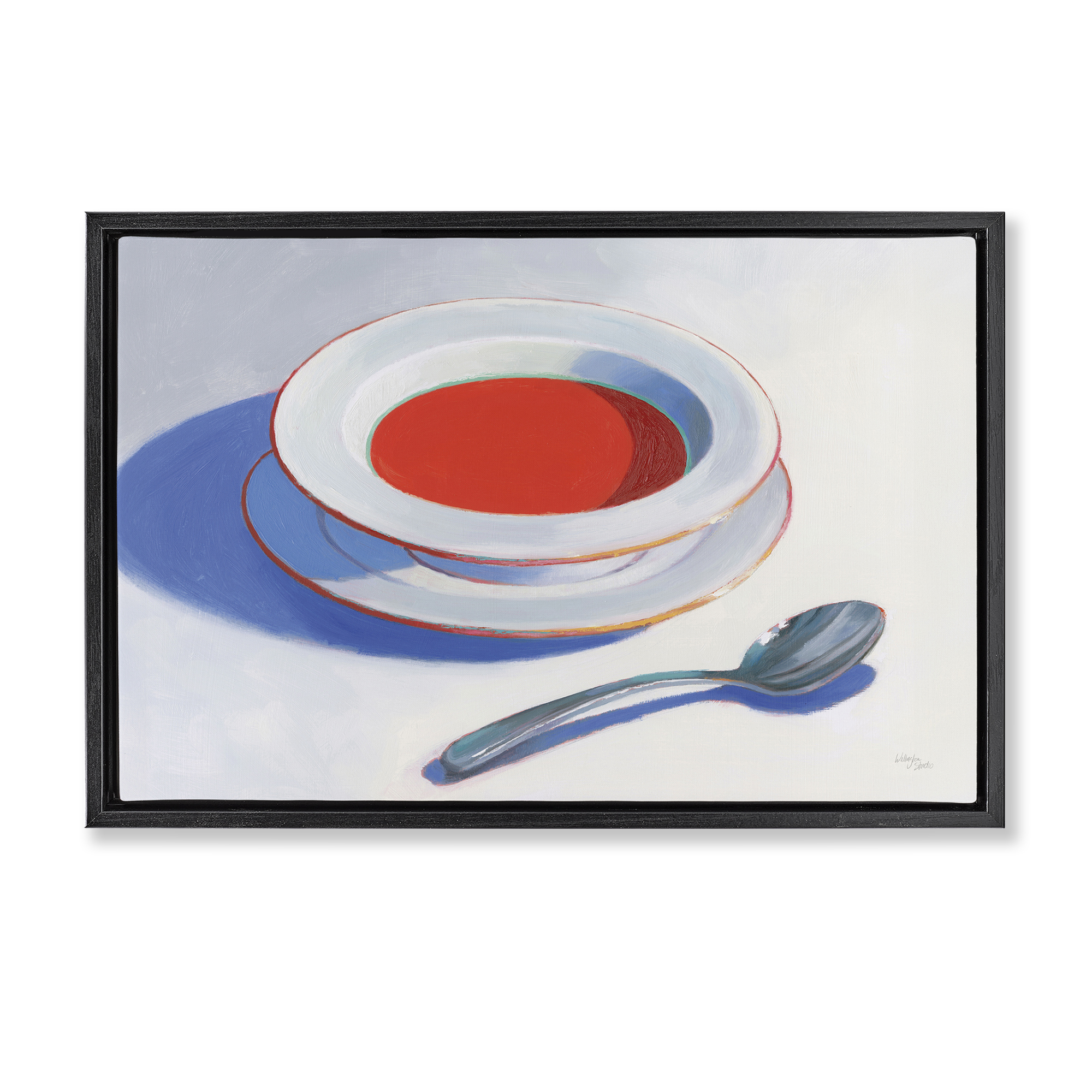 Stupell Industries Soup Du Jour Meal Food & Beverage Painting Black Floater Framed Canvas Art Print Wall Art, 31 x 21