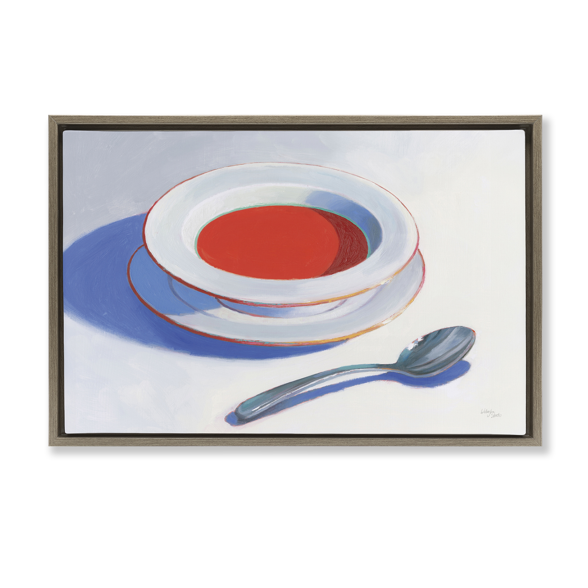 Stupell Industries Soup Du Jour Meal Food & Beverage Painting Brown Floater Framed Canvas Art Print Wall Art, 31 x 21