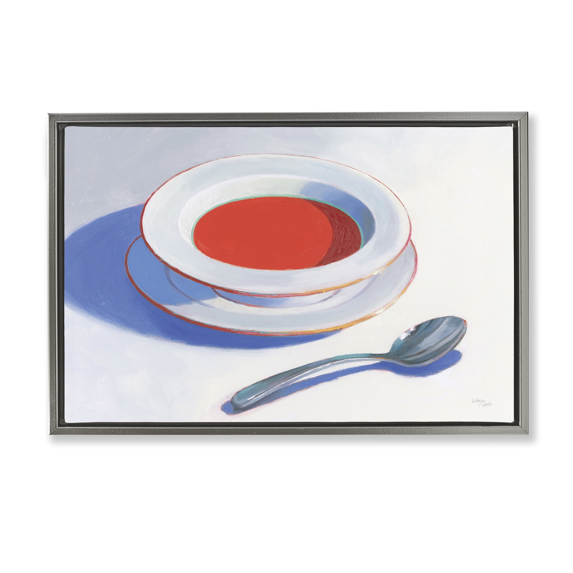 Stupell Industries Soup Du Jour Meal Food & Beverage Painting Gray Floater Framed Canvas Art Print Wall Art, 31 x 21