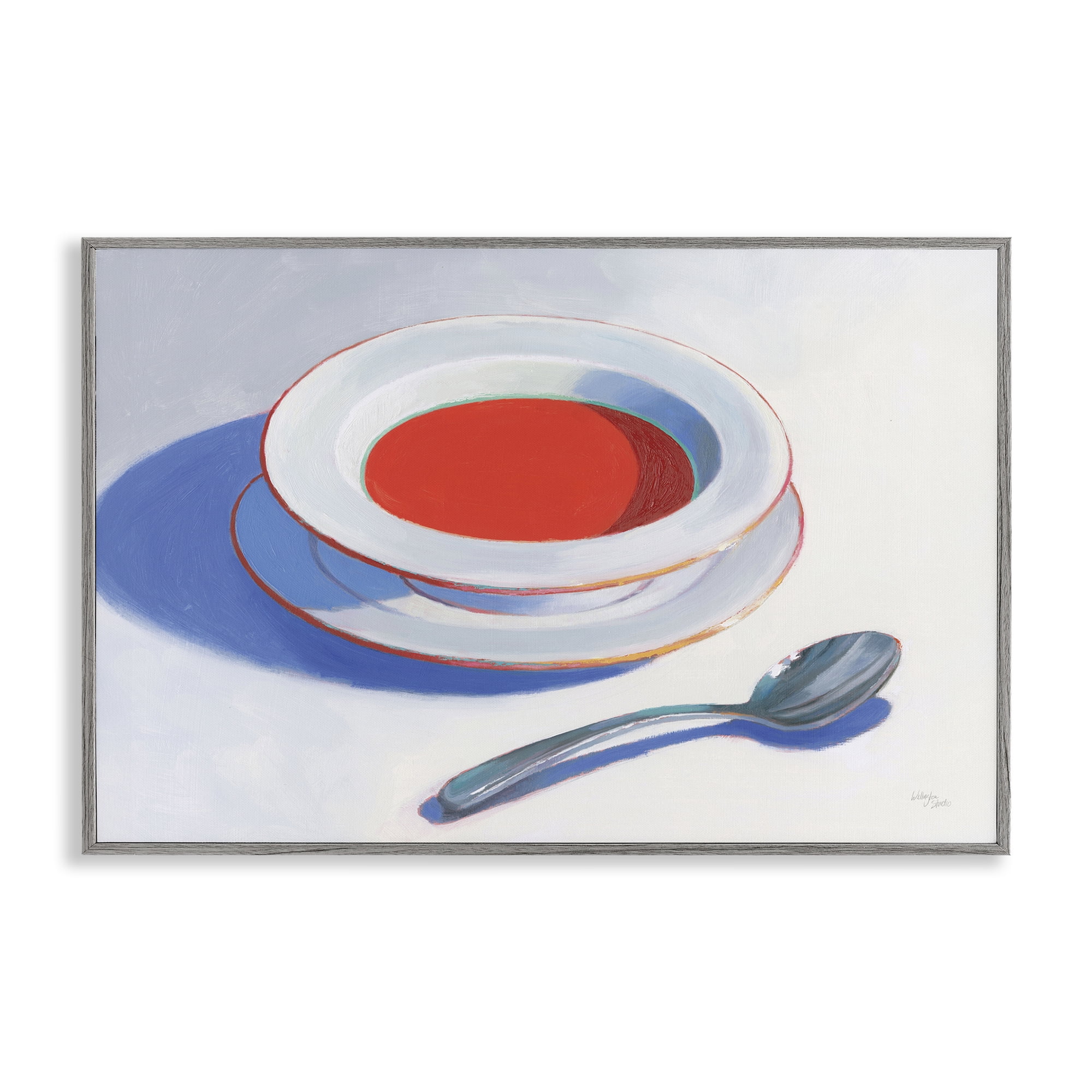 Stupell Industries Soup Du Jour Meal Food & Beverage Painting Gray Framed Art Print Wall Art, 24 x 16