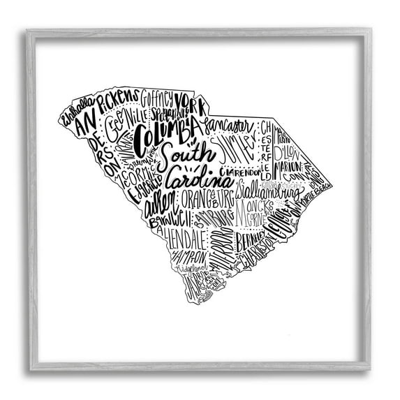 Stupell Industries South Carolina State Cities Graphic Art Gray Framed Art Print Wall Art, Design by The Saturday Evening Post
