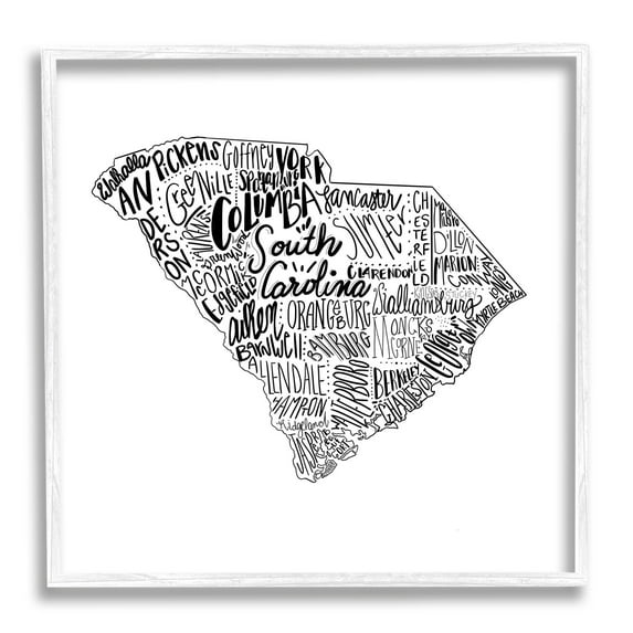 Stupell Industries South Carolina State Cities Graphic Art White Framed Art Print Wall Art, Design by The Saturday Evening Post
