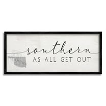 Stupell Industries Southern As All Get Out Phrase Oklahoma State Typography Painting Black Framed Art Print Wall Art, 10 x 24