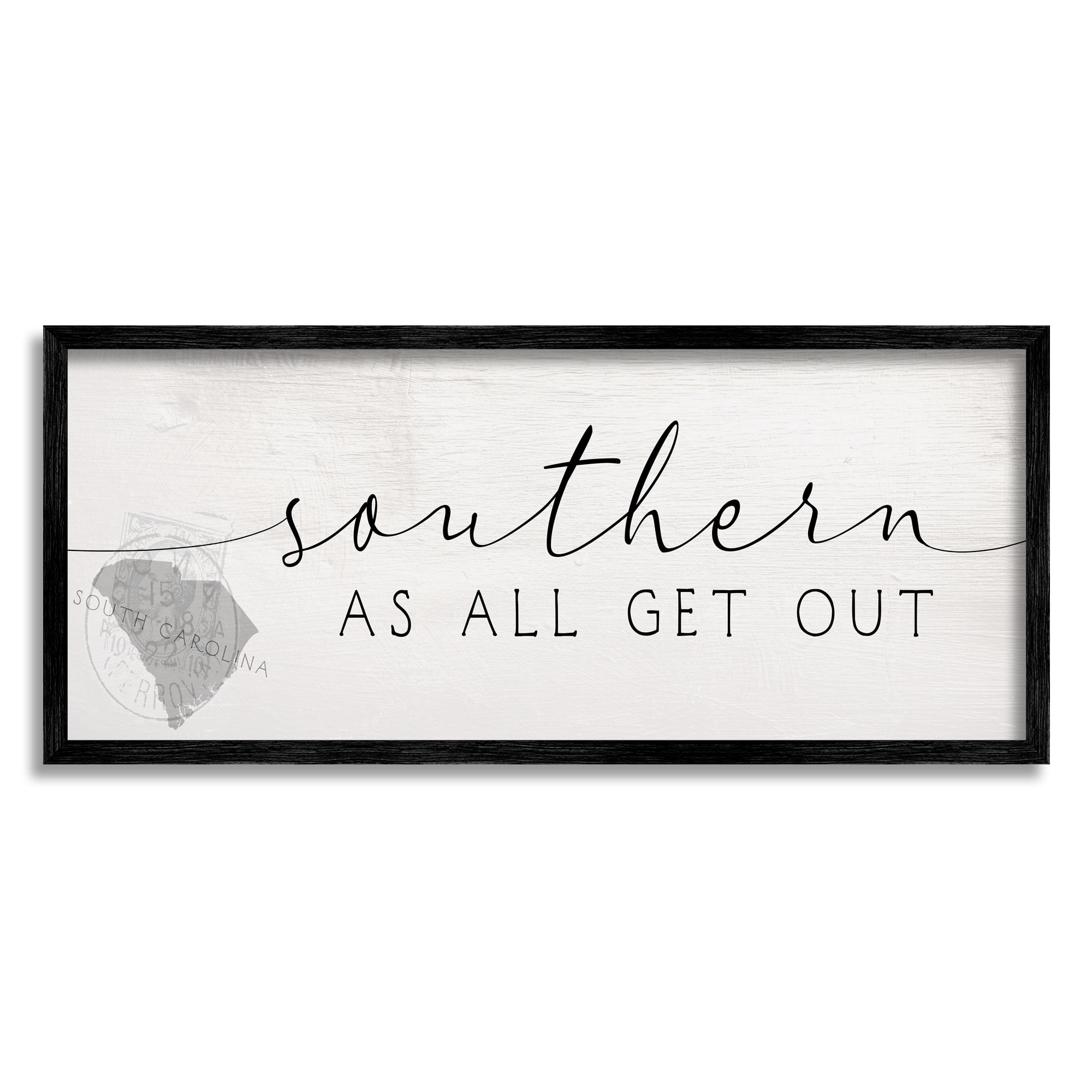 Stupell Industries Southern As All Get Out South Carolina State Slang Typography Painting Black Framed Art Print Wall Art, 13 x 30