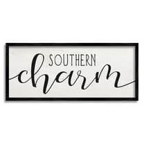 Stupell Industries Southern Charm Saying Minimal Bold Typography Inspirational Painting Black Framed Art Print Wall Art, 10 x 24