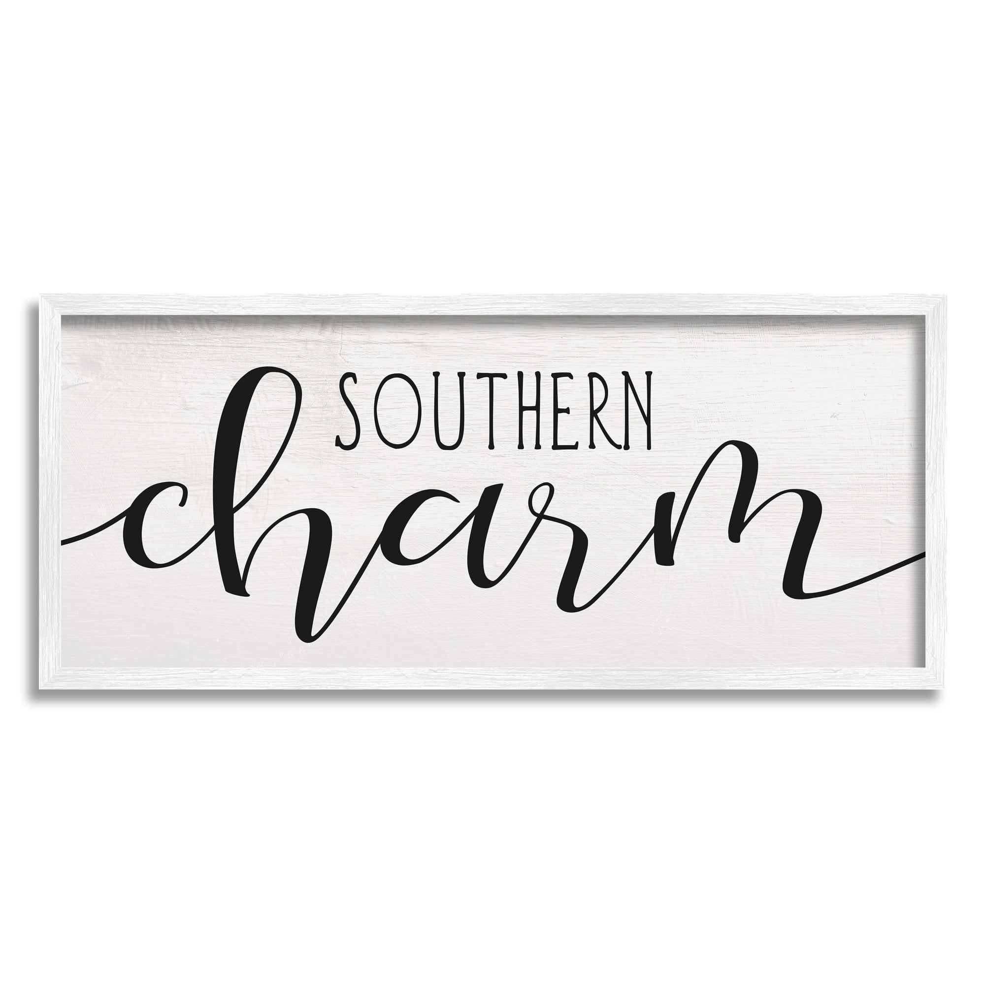 Stupell Industries Southern Charm Saying Minimal Bold Typography Inspirational Painting White Framed Art Print Wall Art, 13 x 30