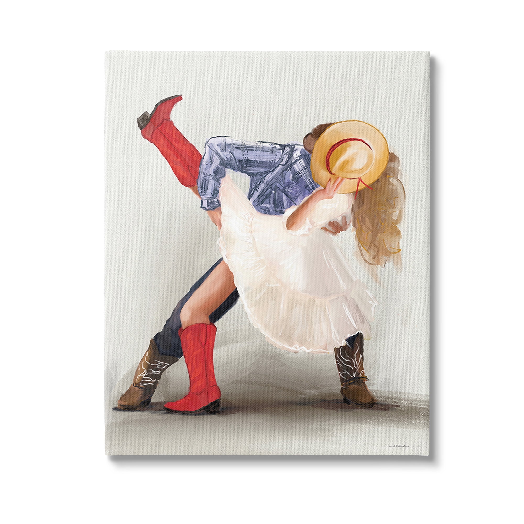 Stupell Industries Southern Couple Kiss Abstract Painting Gallery Wrapped Canvas Art Print Wall Art, 30 x 40