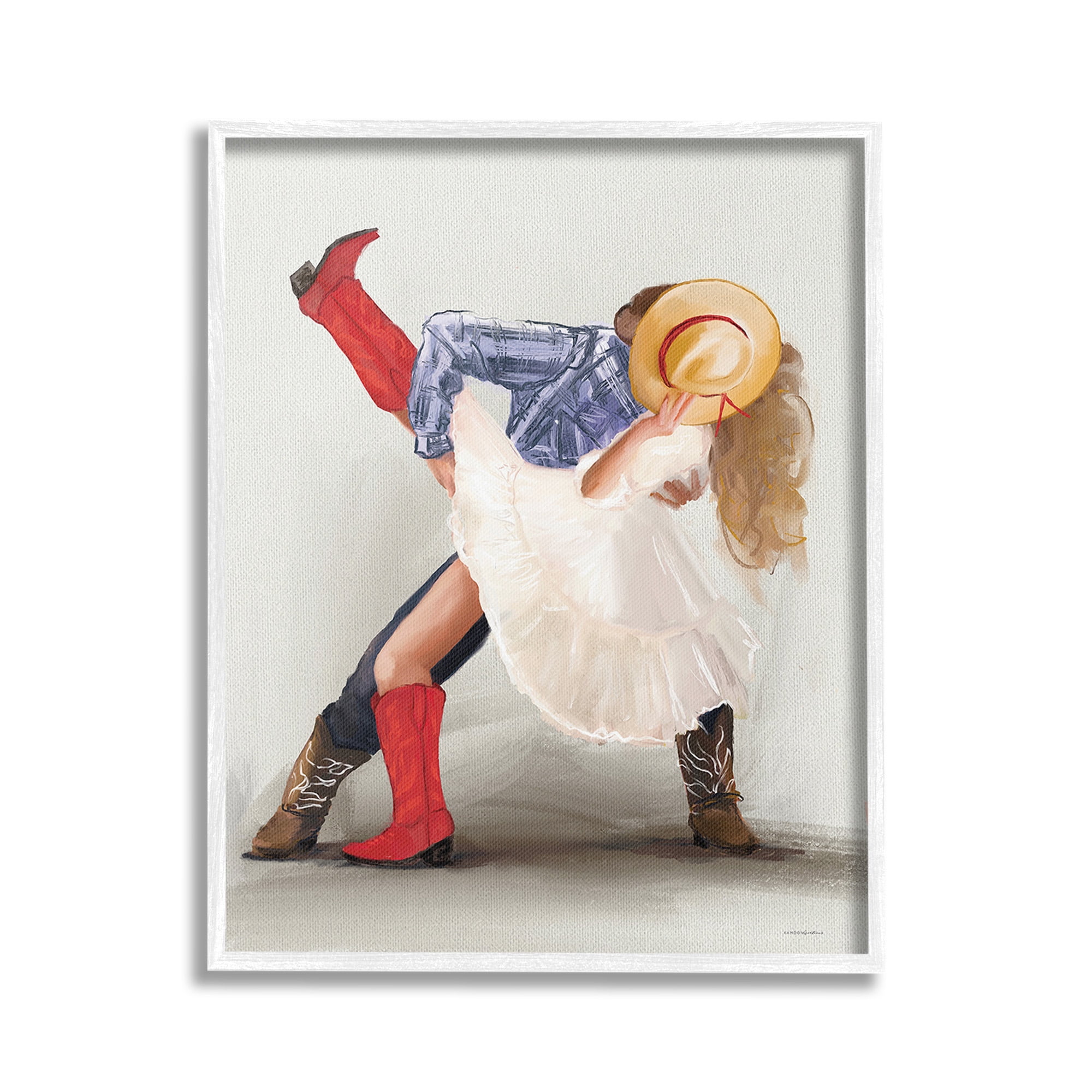 Stupell Industries Southern Couple Kiss Abstract Painting White Framed Art Print Wall Art, 16 x 20