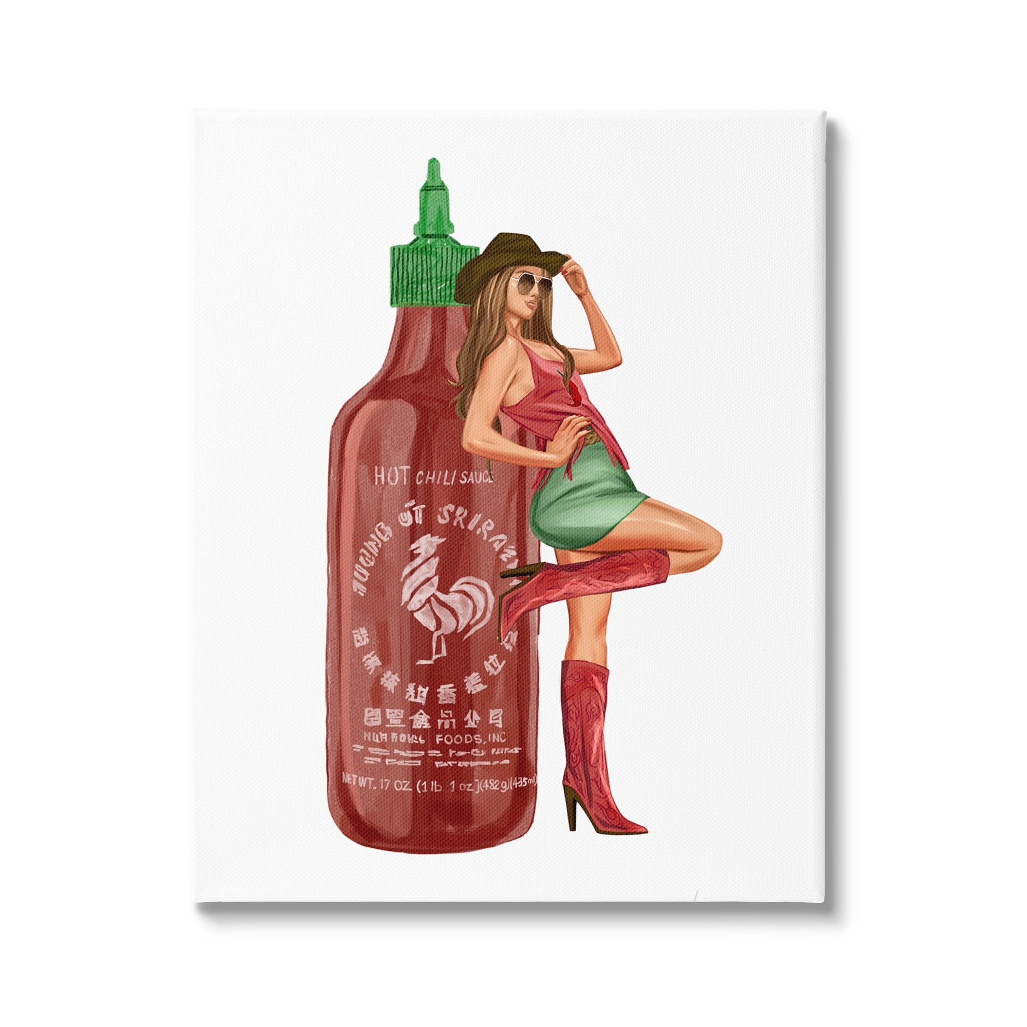 Stupell Industries Southern Girl Hot Sauce Bottle Beauty & Fashion Painting Gallery Wrapped Canvas Print Wall Art