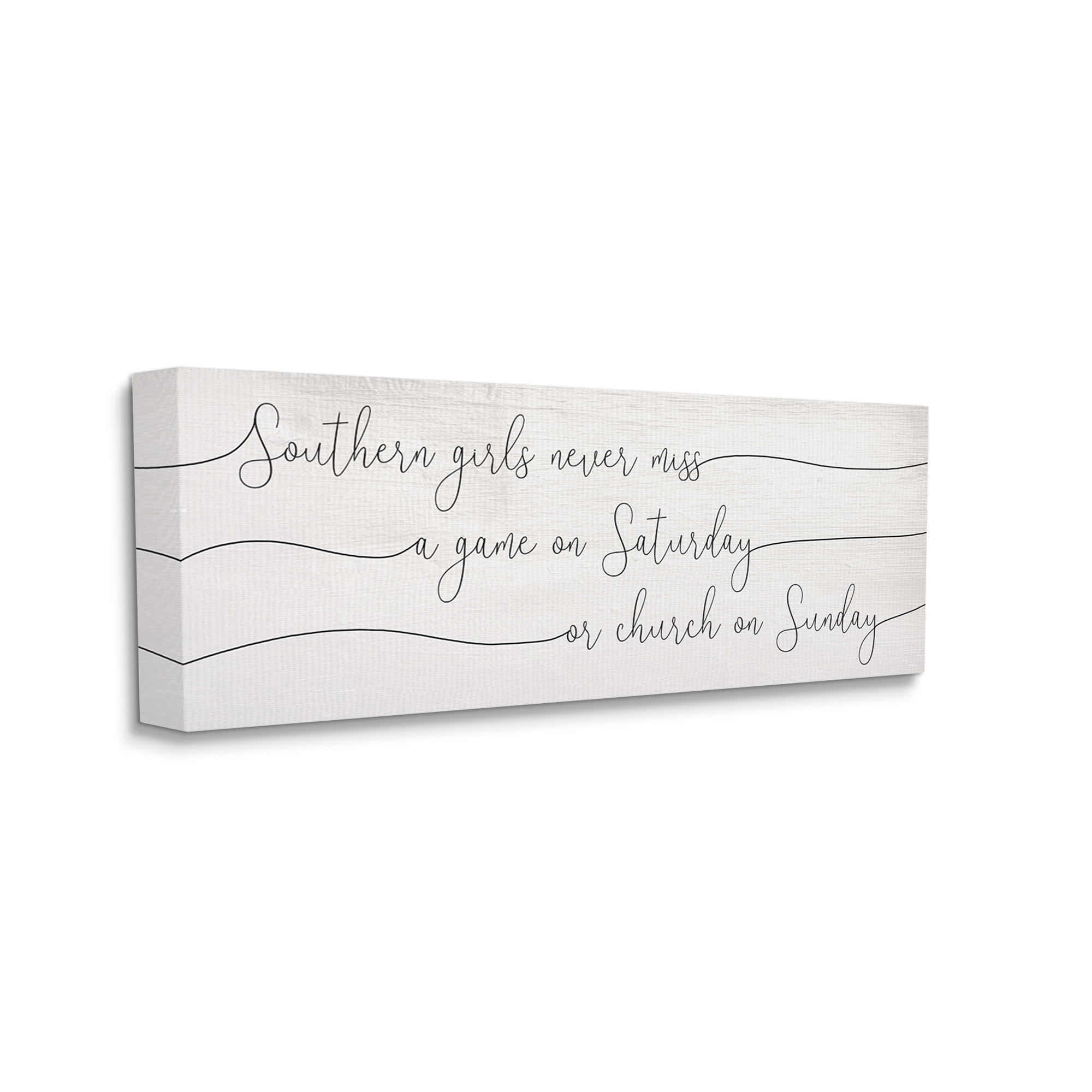 Stupell Industries Southern Girls Never Miss Games or Church Weekend Phrase, 17 x 40, Designed by Daphne Polselli
