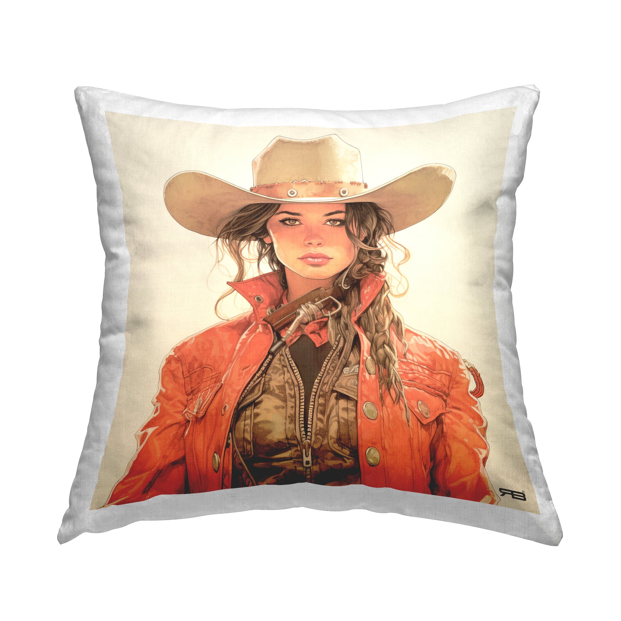Stupell Industries Southern Stylish Cowgirl Decorative Printed Throw Pillow, 18 x 18