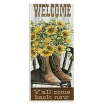 Stupell Industries Southern Welcome Phrase Plants & Flowers Painting Unframed Art Print Wall Art, 7 x 17