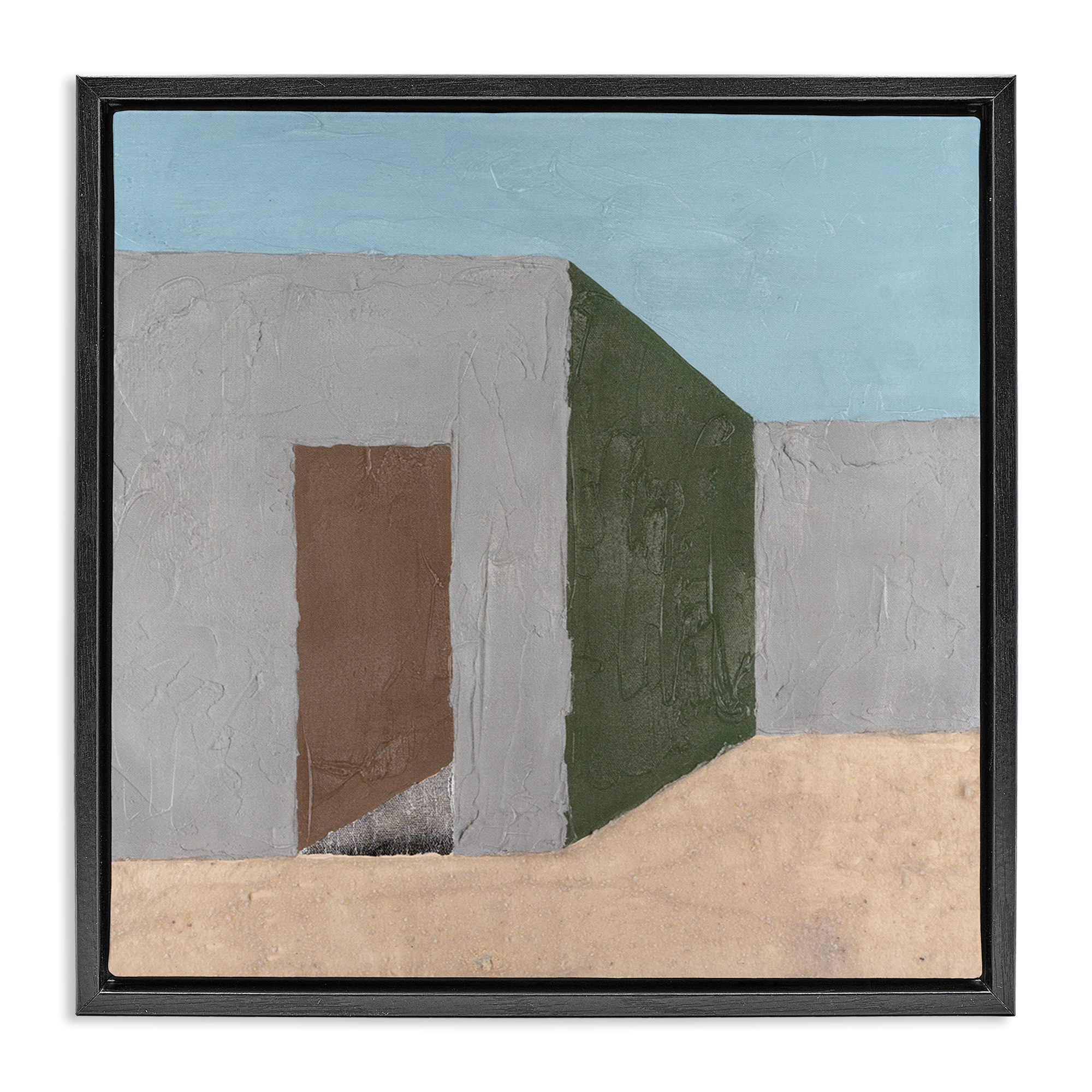 Stupell Industries Southwestern Adobe House Buildings & Architecture Painting Black Floater Framed Canvas Art Print Wall Art, 25 x 25